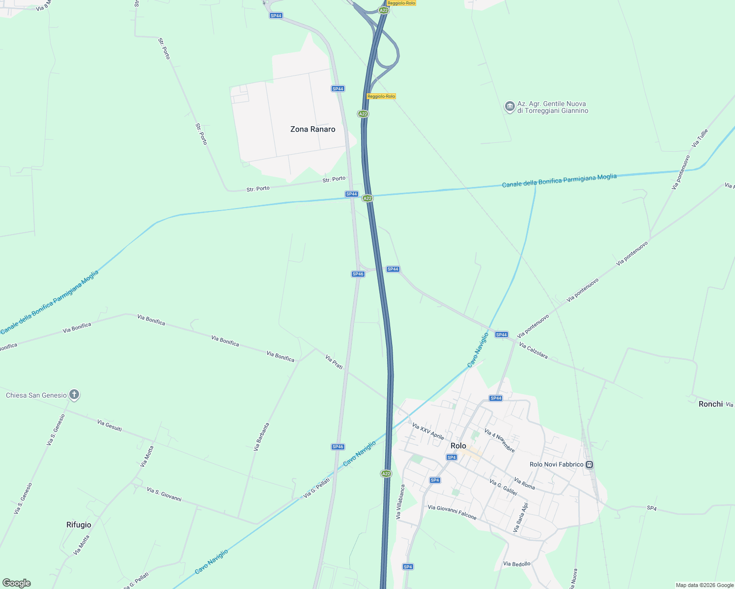 map of restaurants, bars, coffee shops, grocery stores, and more near 1-23 Via Martin Luther King in Provincia di Reggio Emilia