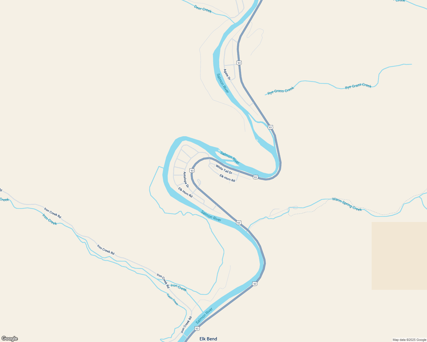 map of restaurants, bars, coffee shops, grocery stores, and more near Elk Horn Road in Salmon