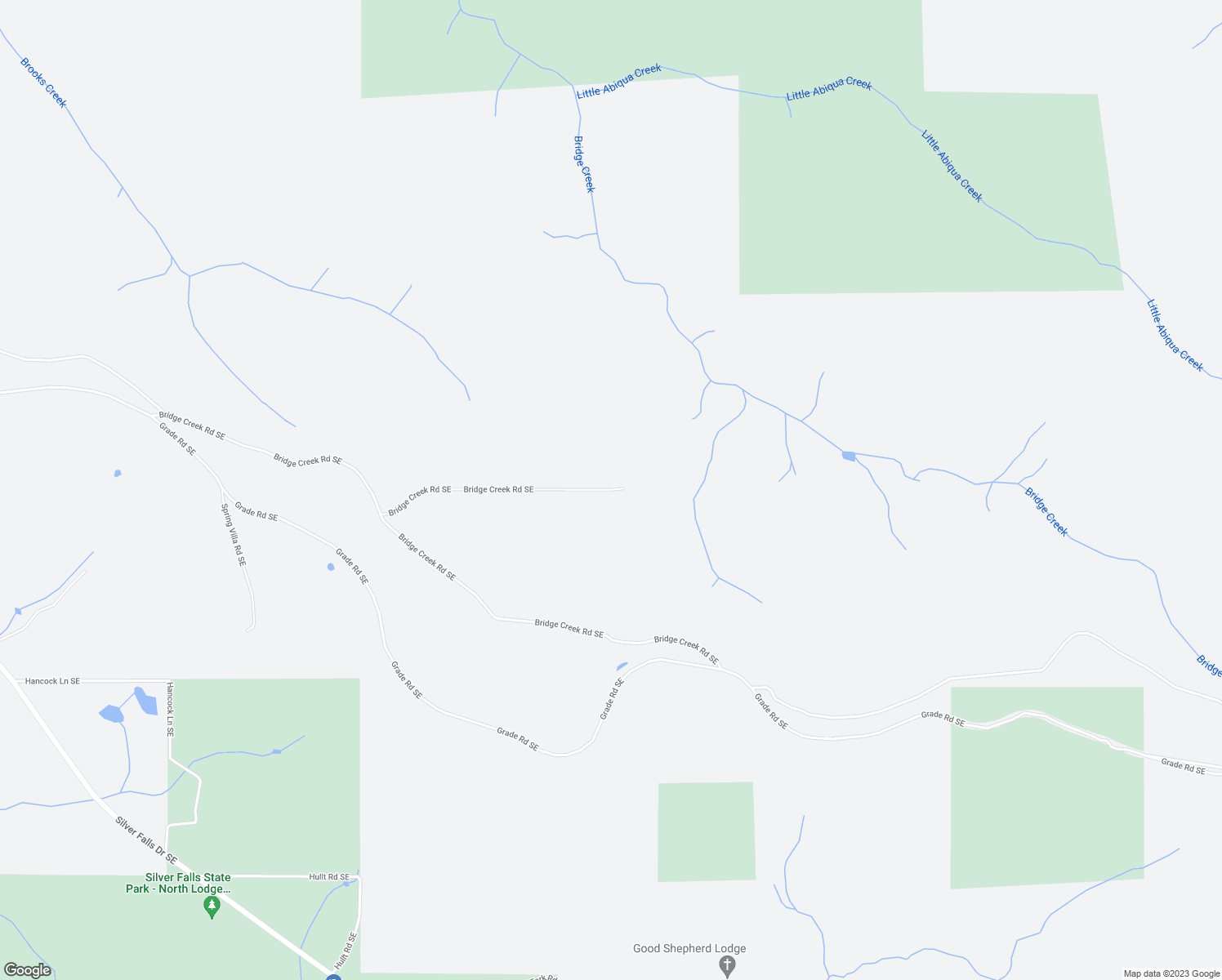map of restaurants, bars, coffee shops, grocery stores, and more near Bridge Creek Road Southeast in Silverton