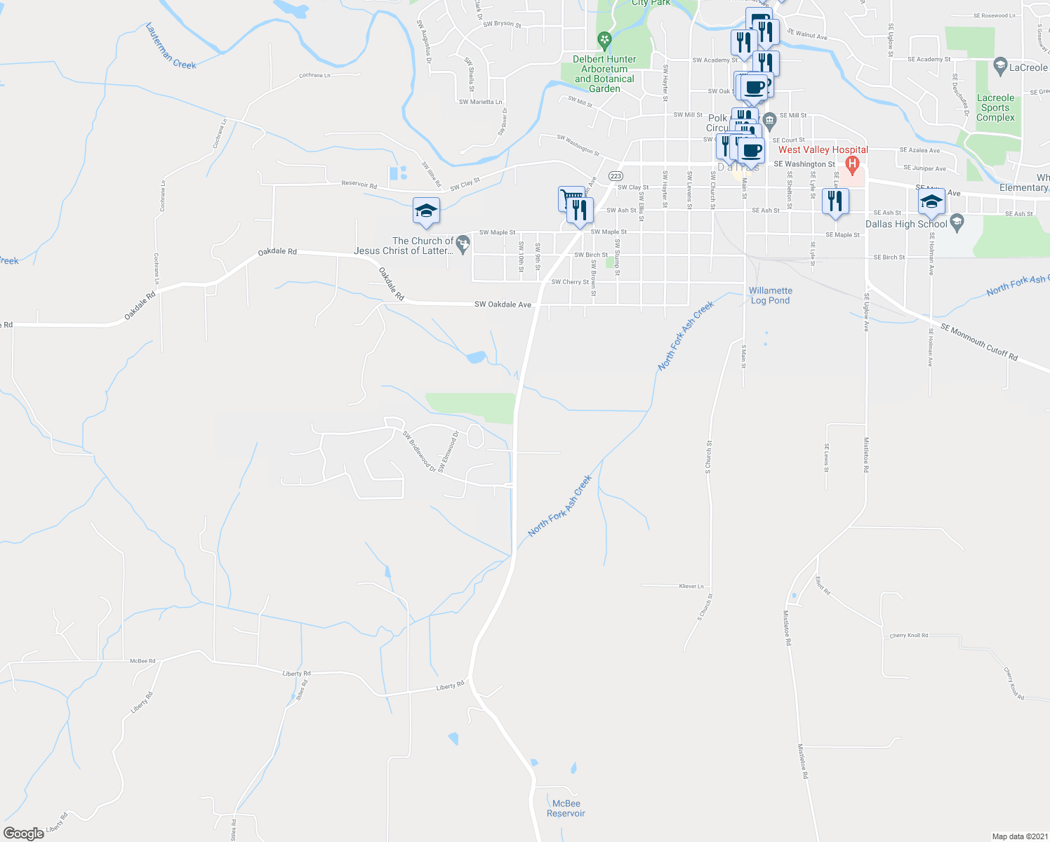 map of restaurants, bars, coffee shops, grocery stores, and more near 2020 Southwest Fairview Avenue in Dallas