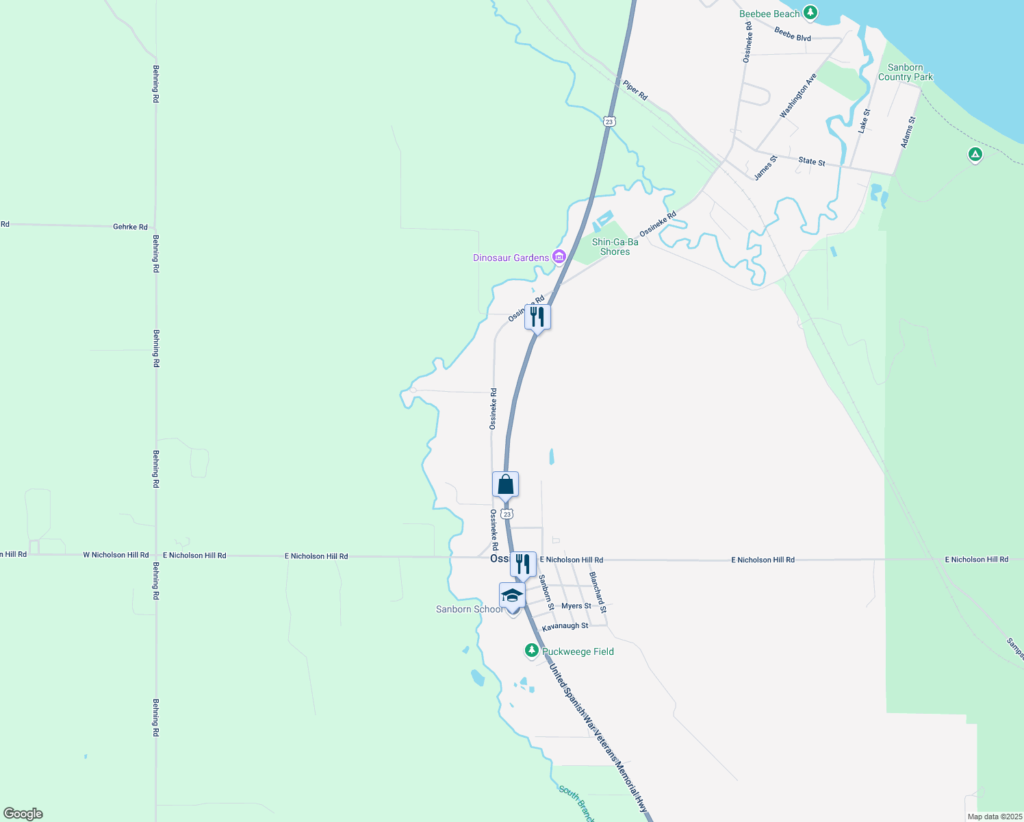 map of restaurants, bars, coffee shops, grocery stores, and more near 11610 U.S. 23 in Alpena County