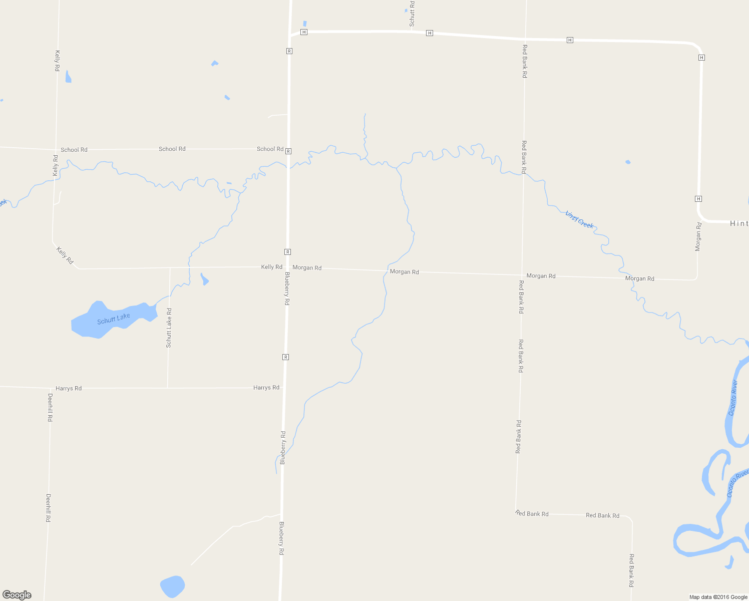 map of restaurants, bars, coffee shops, grocery stores, and more near 13593 Morgan Road in Gillett