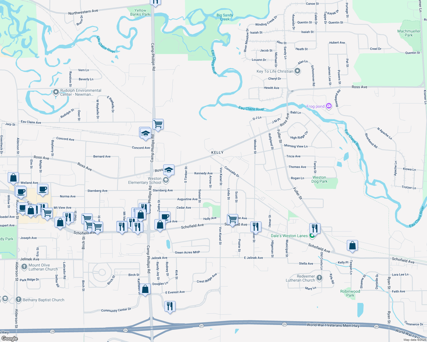 map of restaurants, bars, coffee shops, grocery stores, and more near 5011 Arrow St in Weston