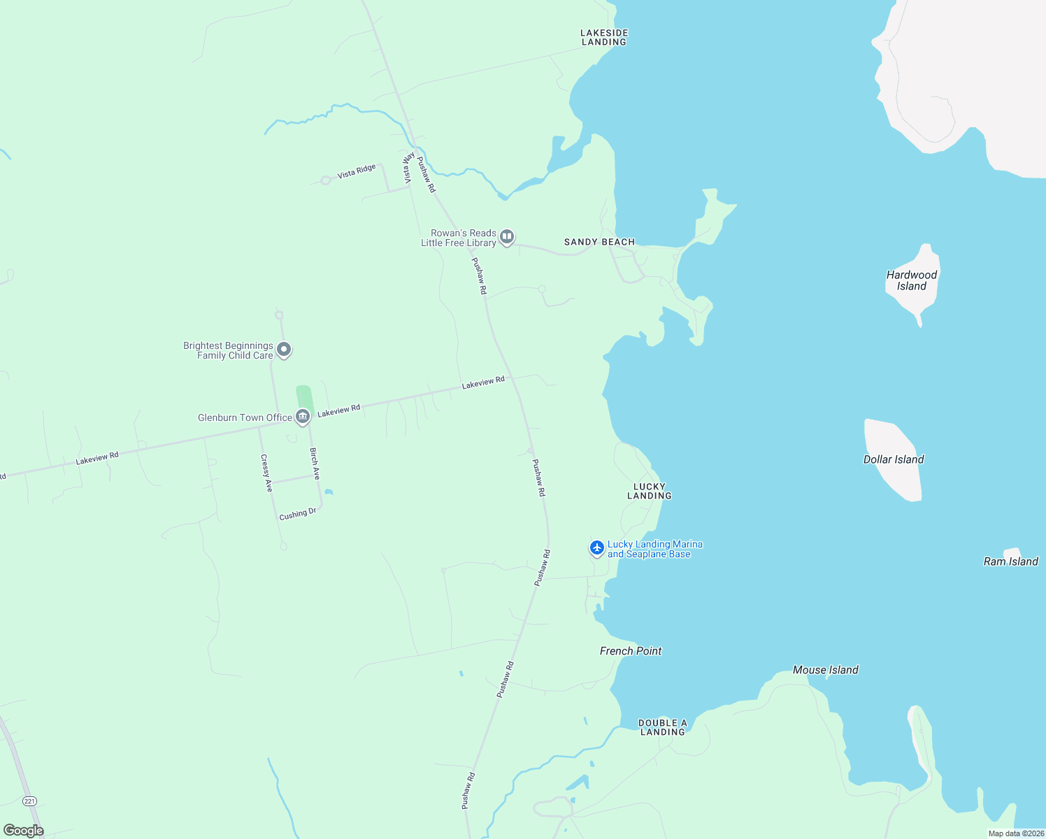 map of restaurants, bars, coffee shops, grocery stores, and more near 1000 Pushaw Road in Glenburn