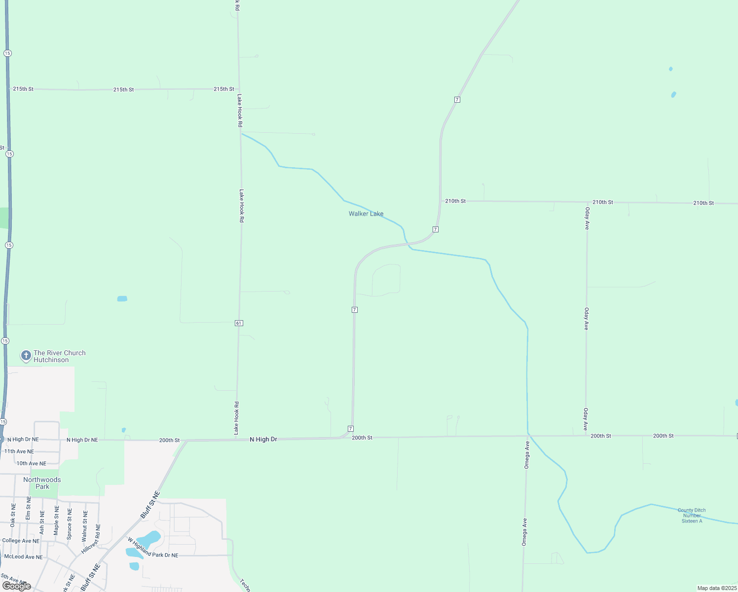 map of restaurants, bars, coffee shops, grocery stores, and more near 16622 206th Circle in Hutchinson