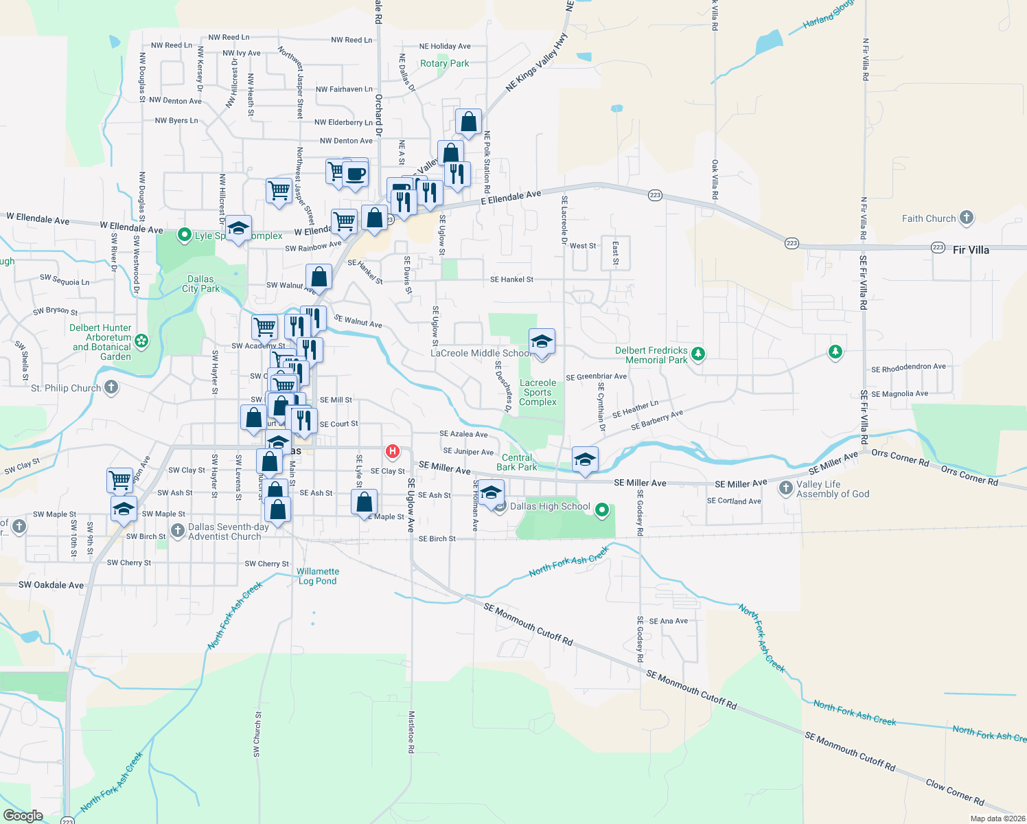 map of restaurants, bars, coffee shops, grocery stores, and more near 796 Southeast Walnut Avenue in Dallas