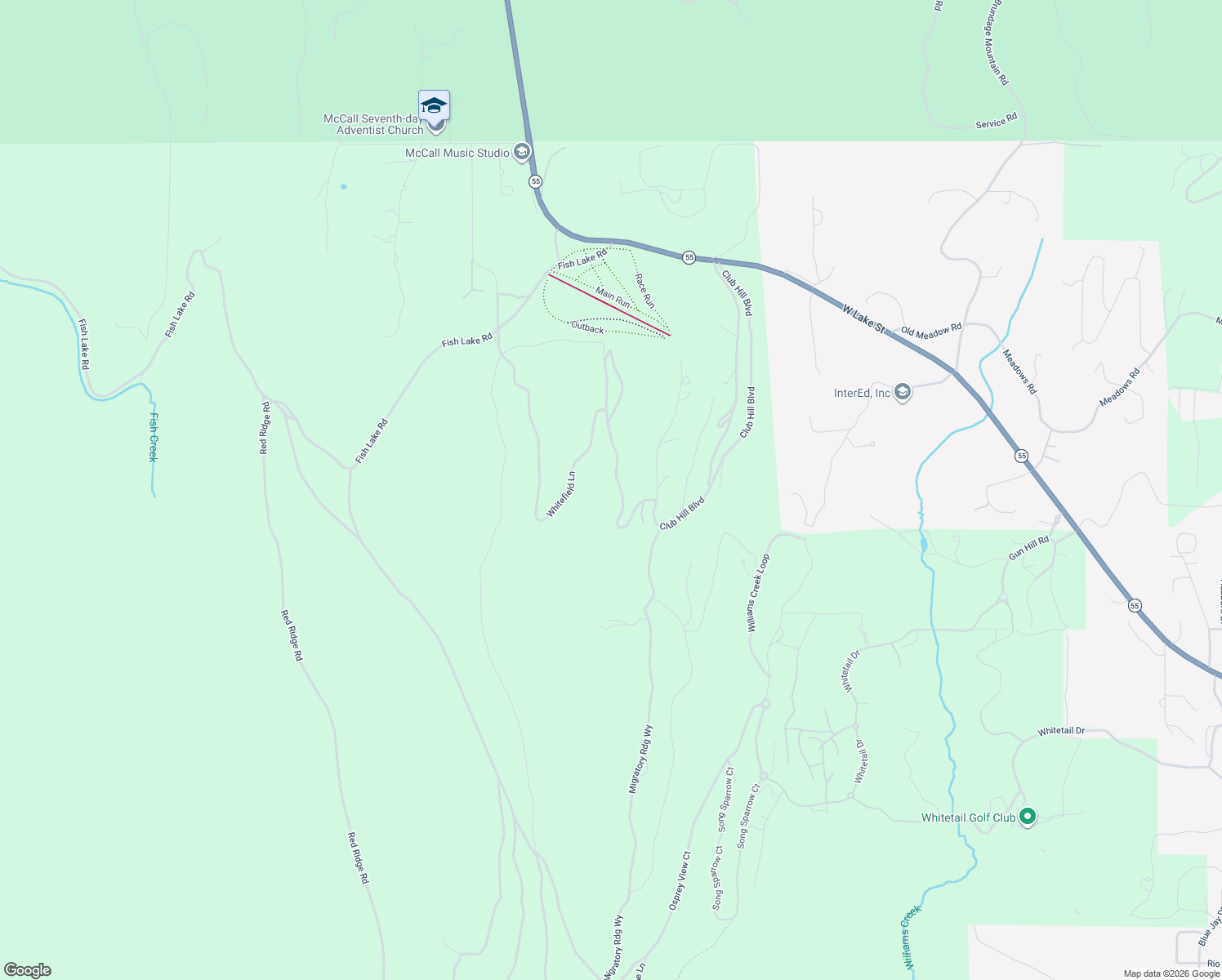 map of restaurants, bars, coffee shops, grocery stores, and more near 3306 Whitefield Lane in McCall