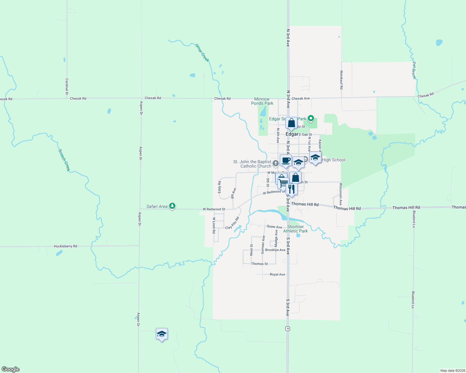 map of restaurants, bars, coffee shops, grocery stores, and more near 216 8th Ave in Edgar