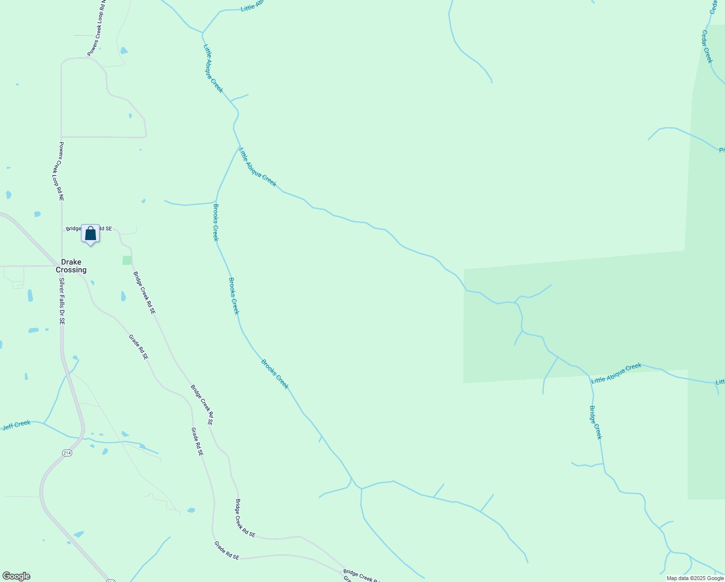 map of restaurants, bars, coffee shops, grocery stores, and more near Bridge Creek Road Southeast in Silverton