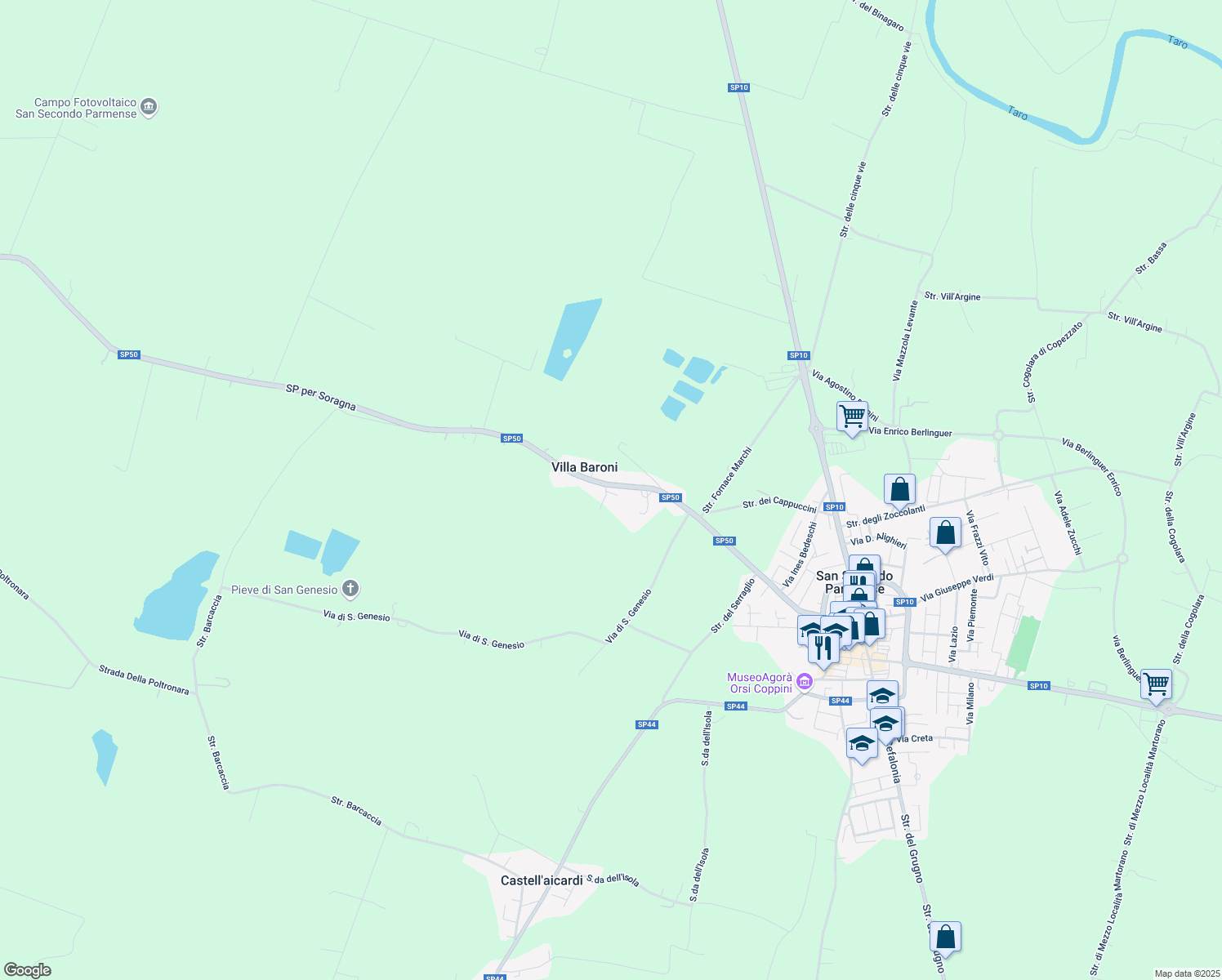map of restaurants, bars, coffee shops, grocery stores, and more near 20 SP50 in Villa Baroni