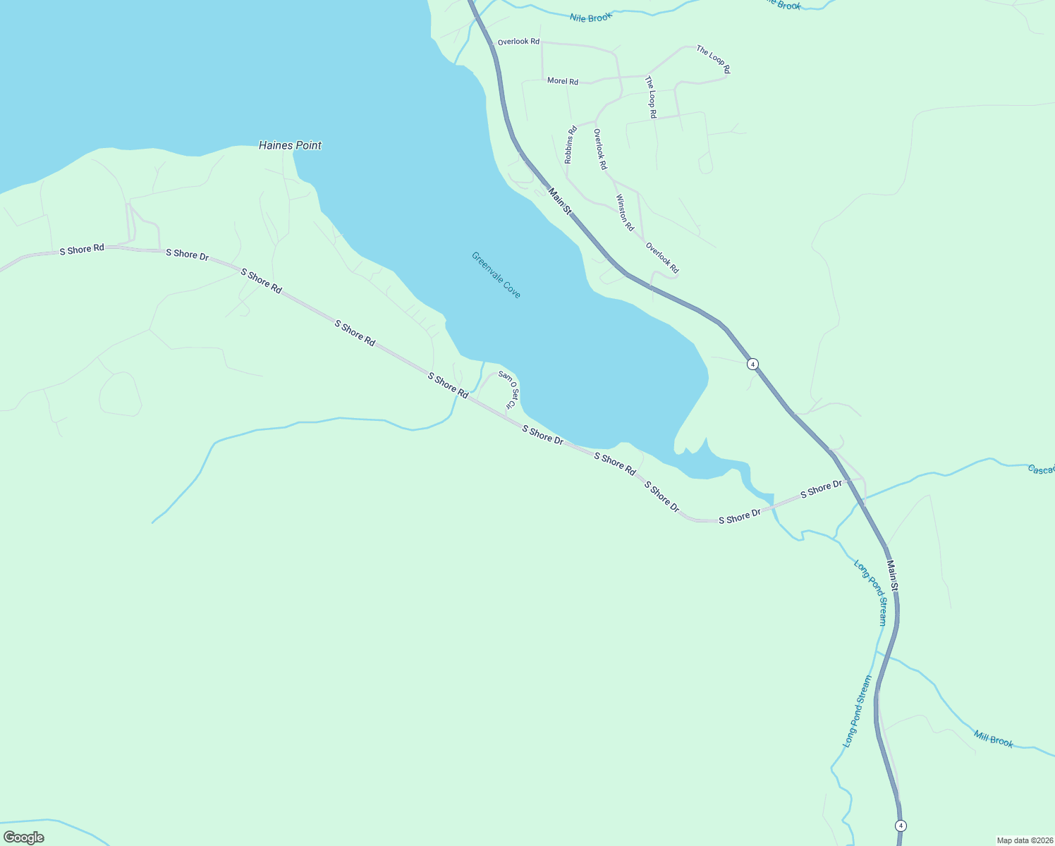 map of restaurants, bars, coffee shops, grocery stores, and more near South Shore Road in Rangeley