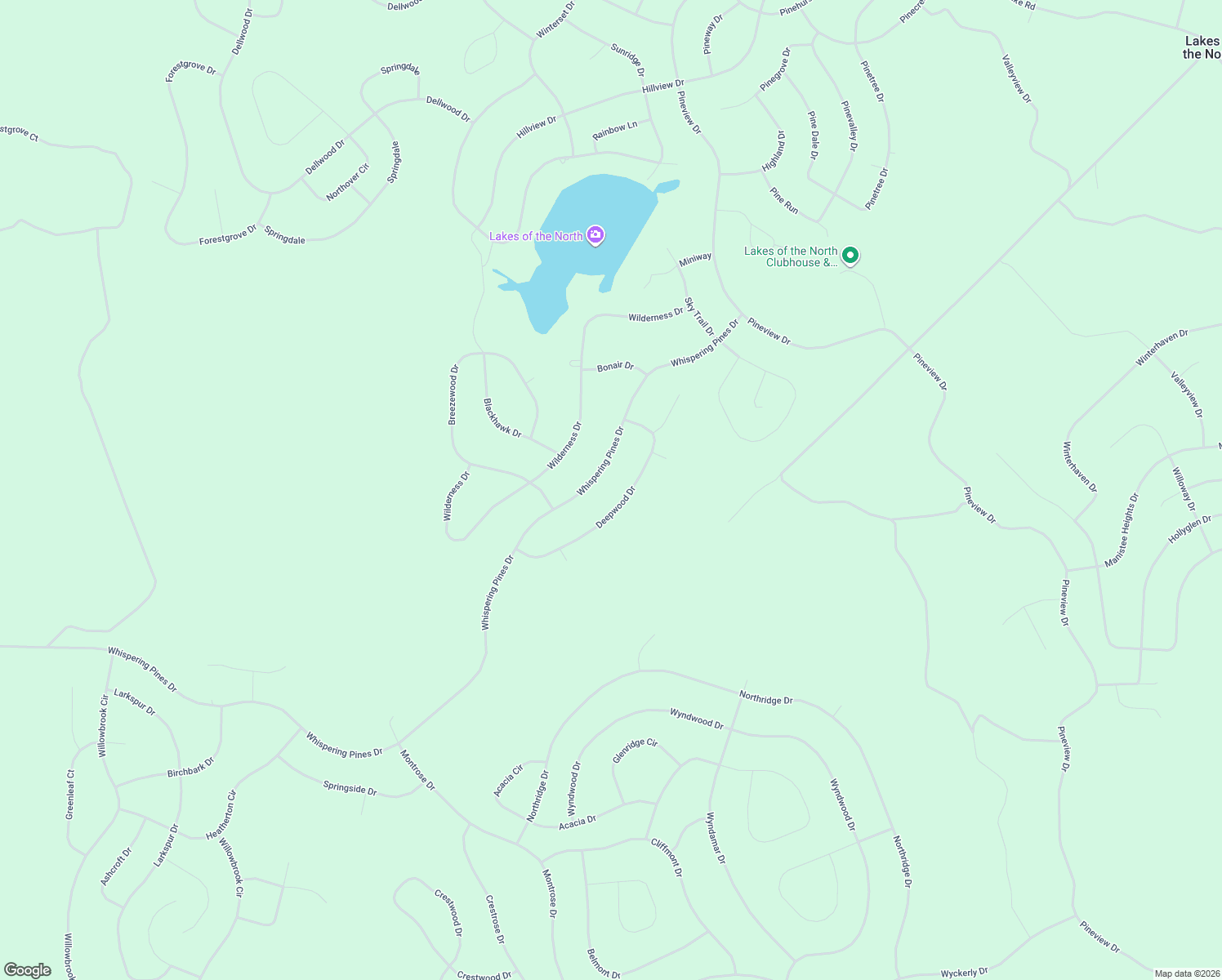 map of restaurants, bars, coffee shops, grocery stores, and more near 9272 Whispering Pines Drive in Mancelona