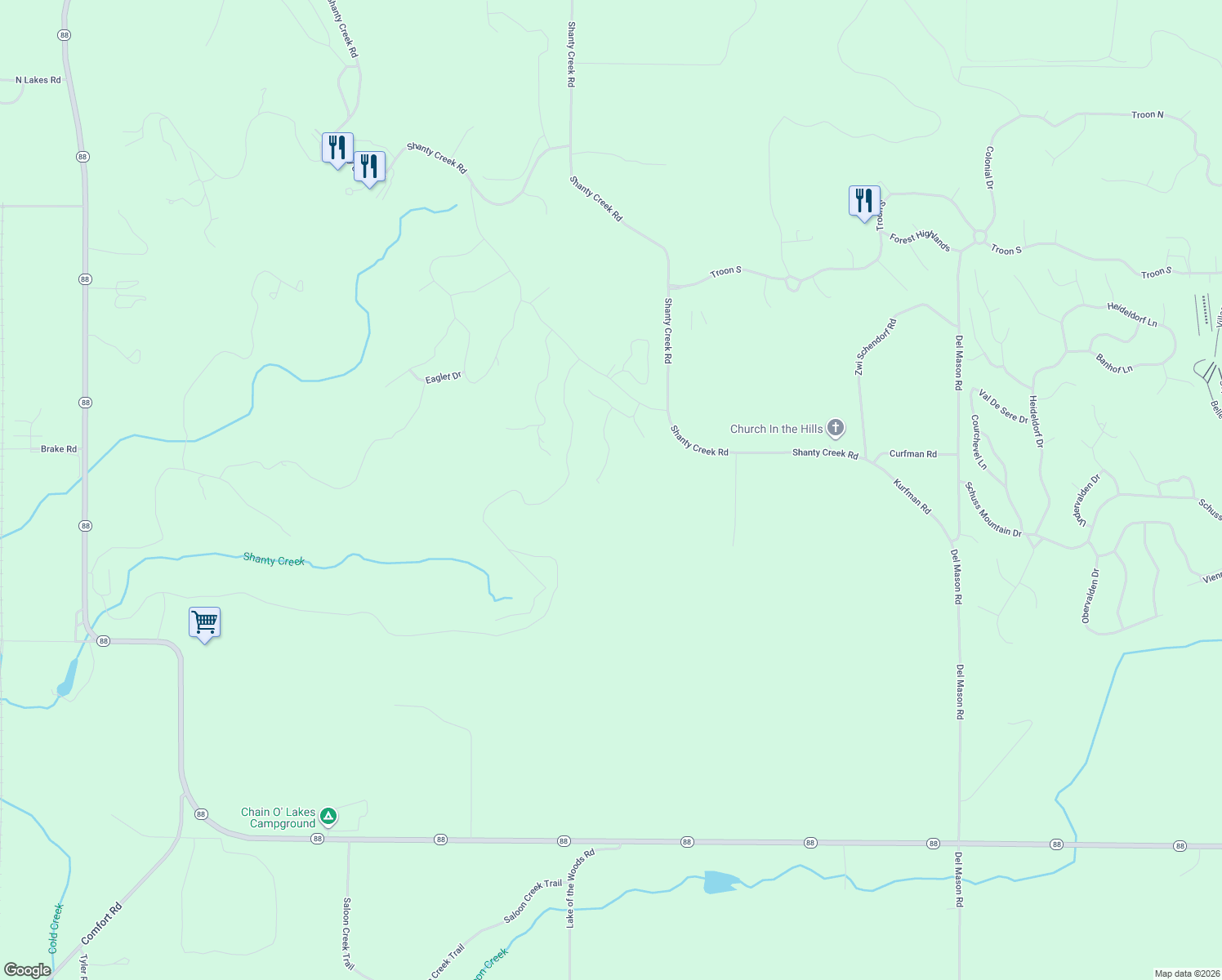 map of restaurants, bars, coffee shops, grocery stores, and more near 3781 Windy Hill Road in Bellaire