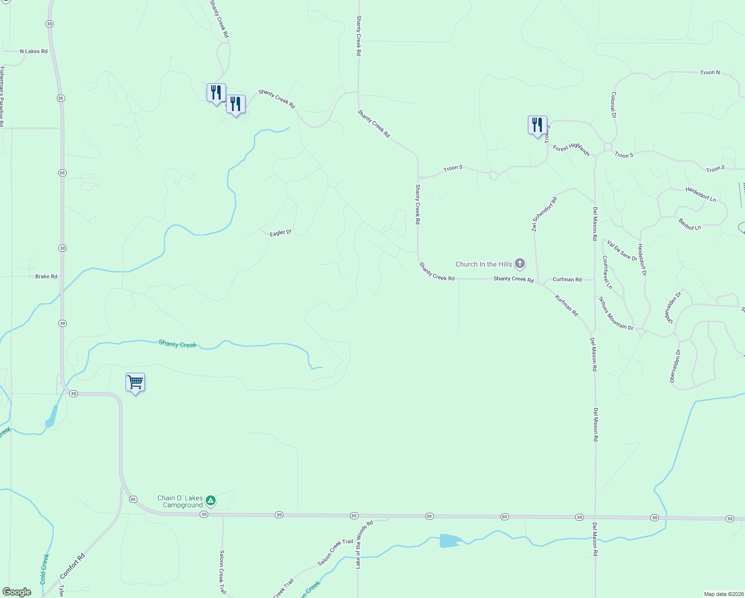 map of restaurants, bars, coffee shops, grocery stores, and more near 3781 Windy Hill Road in Bellaire