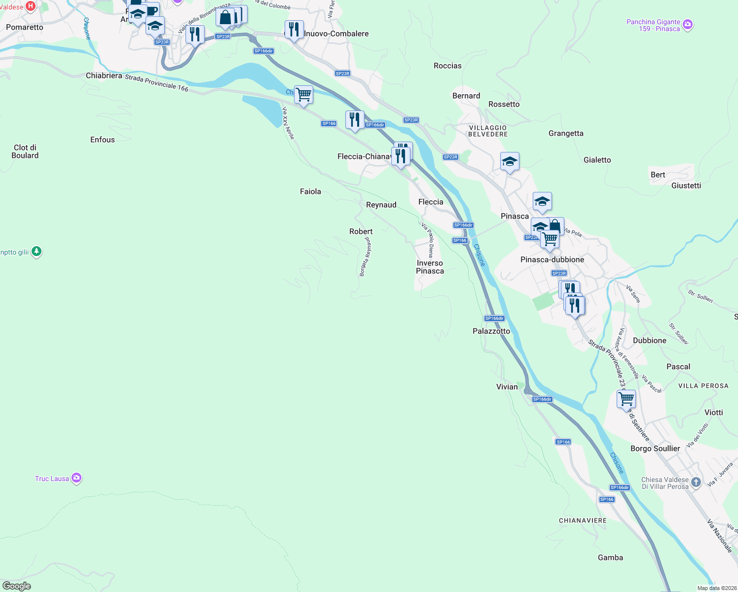 map of restaurants, bars, coffee shops, grocery stores, and more near 1 Borgata Serre in Città Metropolitana di Torino