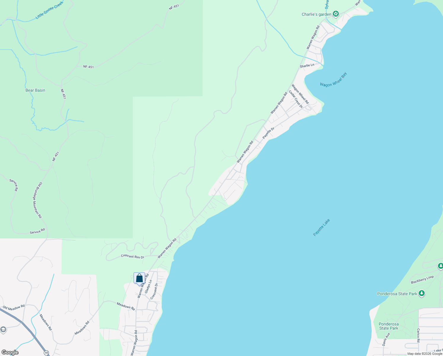 map of restaurants, bars, coffee shops, grocery stores, and more near 2069 Warren Wagon Road in McCall