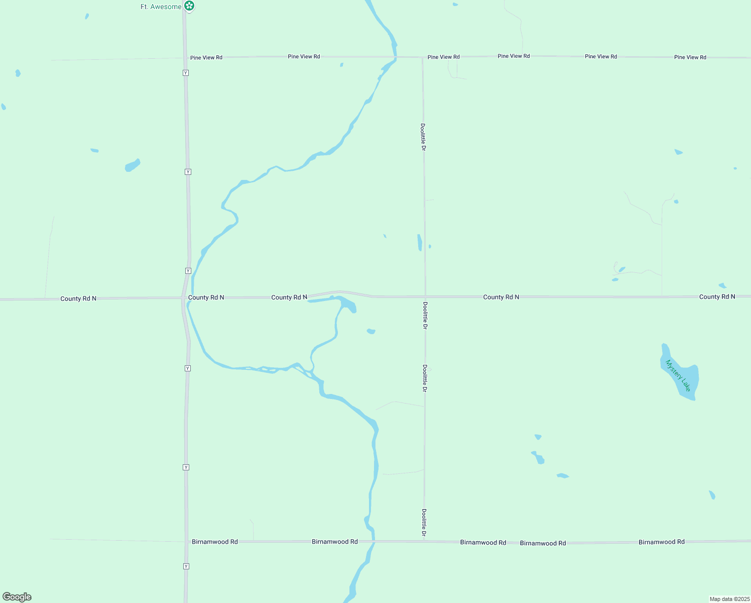 map of restaurants, bars, coffee shops, grocery stores, and more near N4055 County Road North in Birnamwood