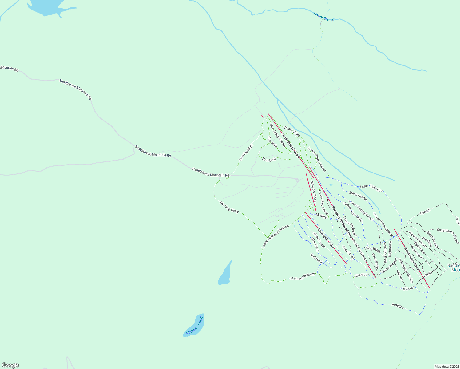 map of restaurants, bars, coffee shops, grocery stores, and more near Saddleback Mountain Road in Rangeley