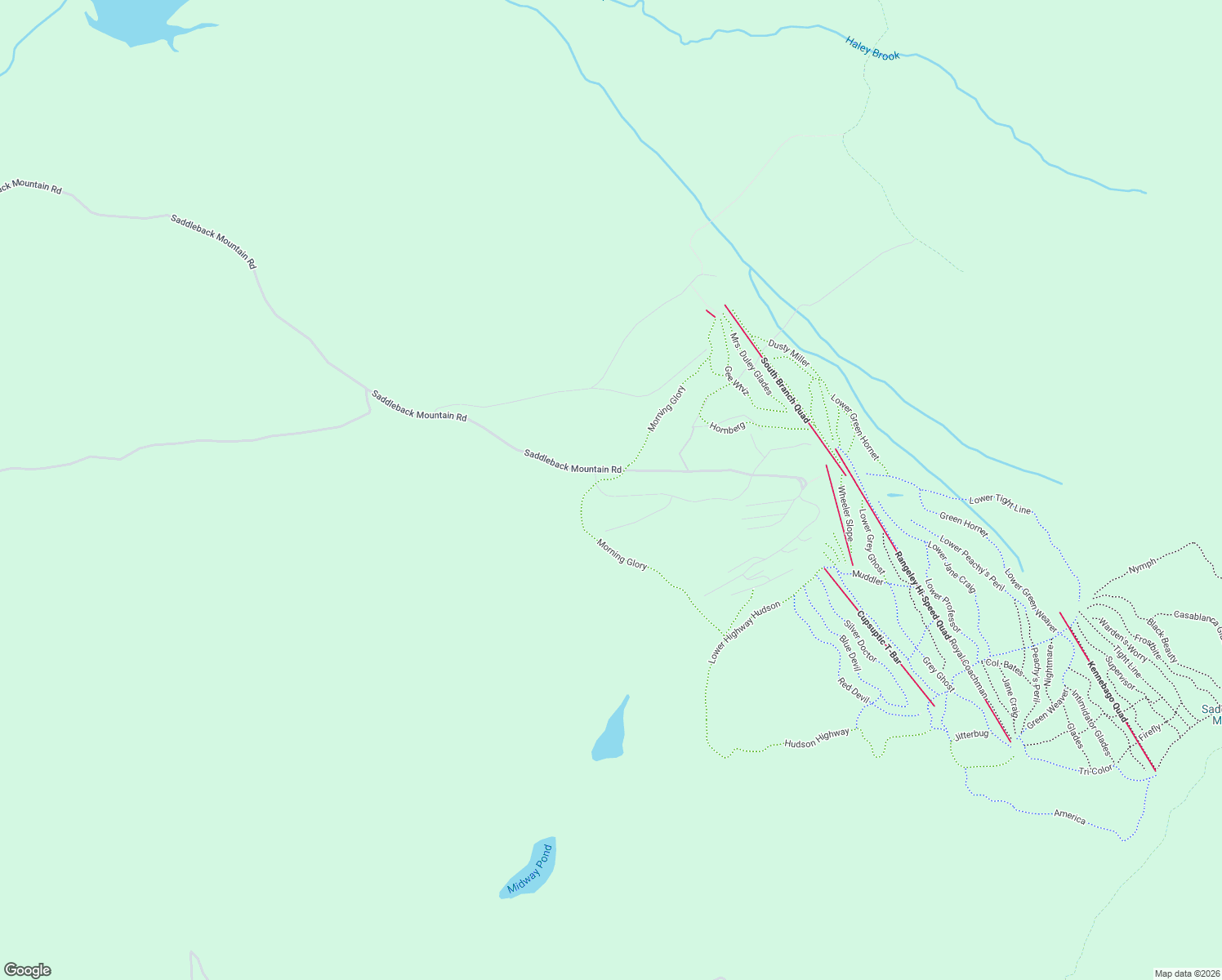 map of restaurants, bars, coffee shops, grocery stores, and more near Saddleback Mountain Road in Rangeley