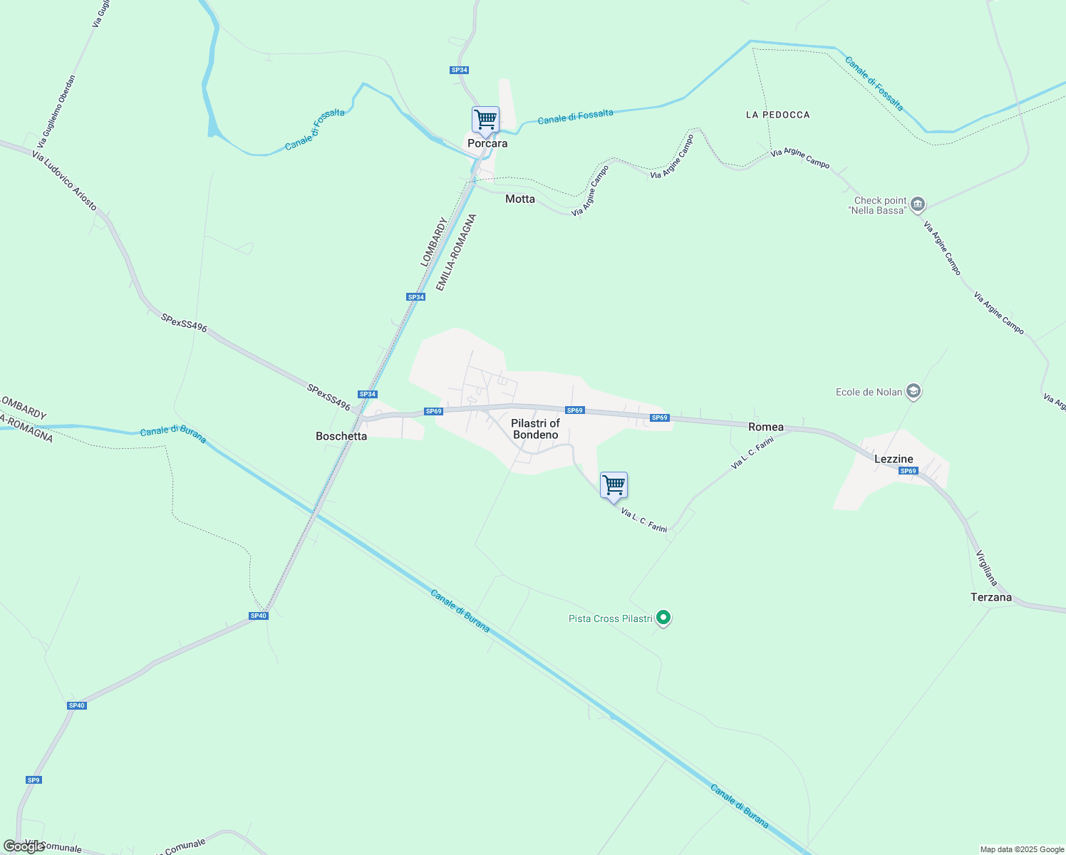 map of restaurants, bars, coffee shops, grocery stores, and more near 10 Via Don Giovanni Minzoni in Pilastri
