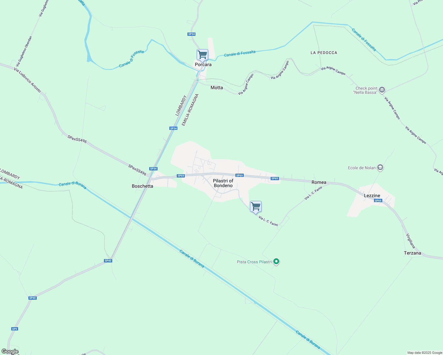 map of restaurants, bars, coffee shops, grocery stores, and more near 10 Via Don Giovanni Minzoni in Pilastri