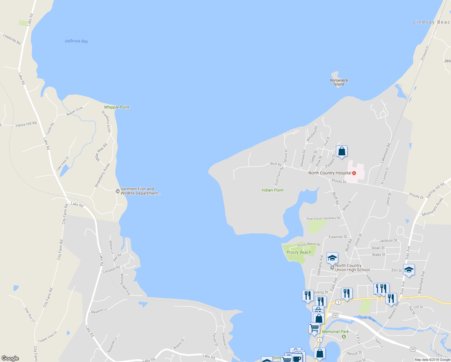 map of restaurants, bars, coffee shops, grocery stores, and more near 59 Camp Elizabeth Way in Newport