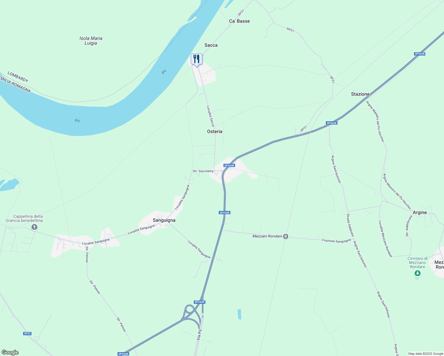map of restaurants, bars, coffee shops, grocery stores, and more near 89 Località Sacca in Osteria