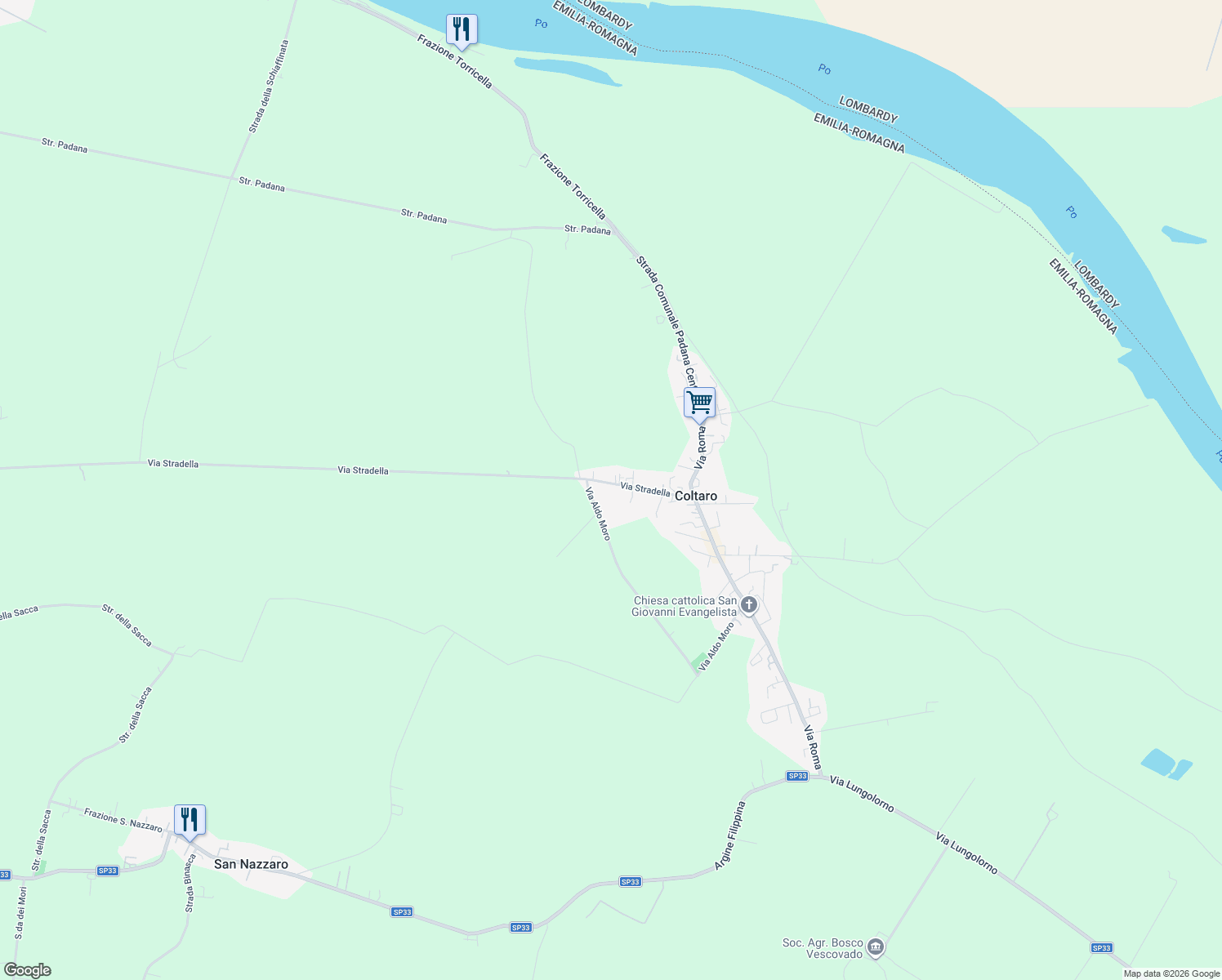 map of restaurants, bars, coffee shops, grocery stores, and more near 55 Via Stradella in Coltaro