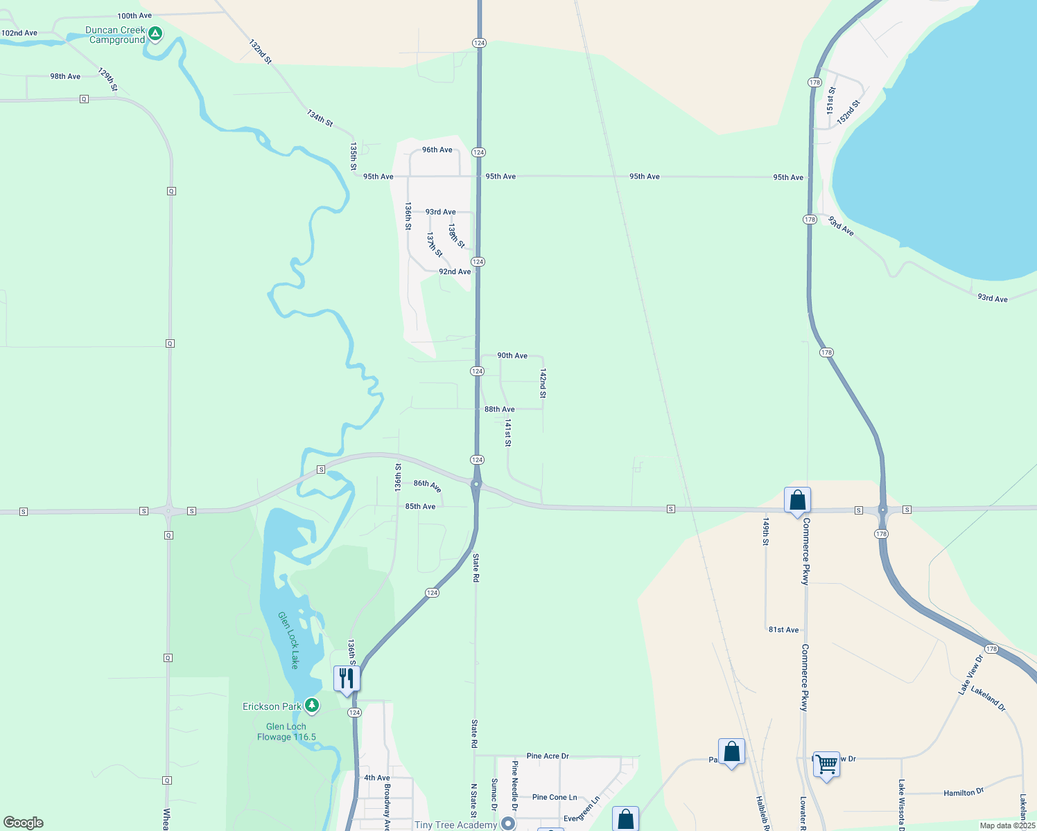 map of restaurants, bars, coffee shops, grocery stores, and more near 14125 88th Avenue in Chippewa Falls