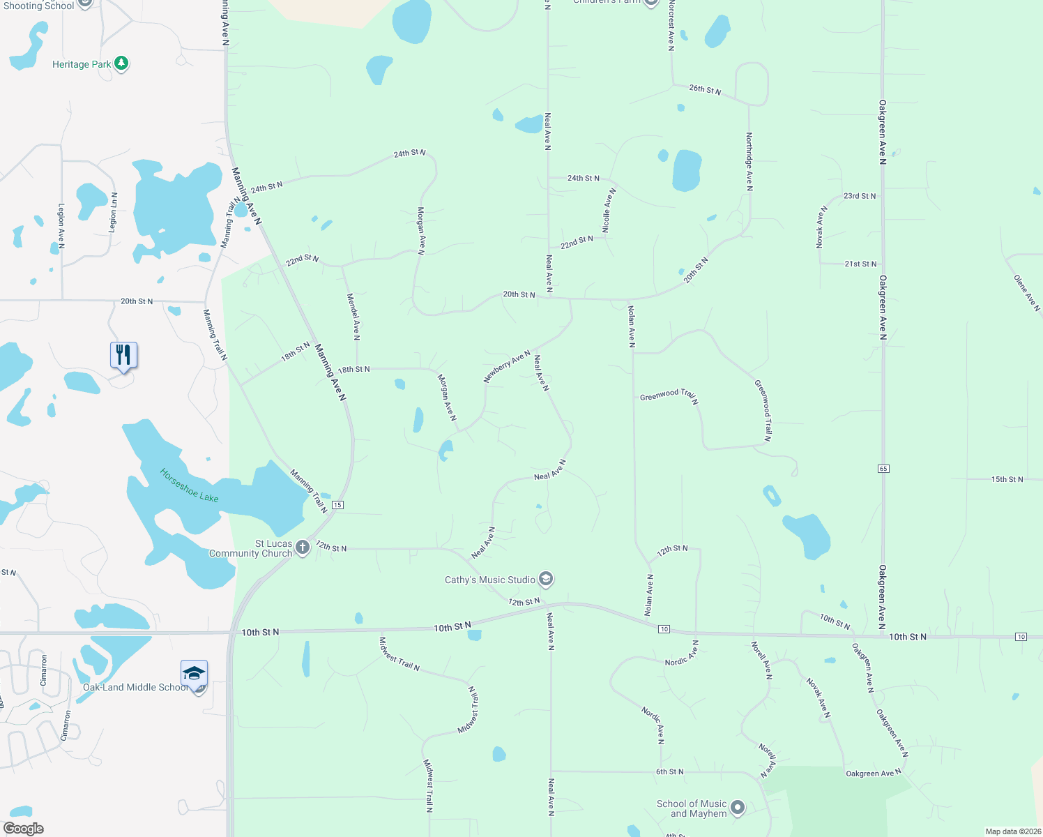 map of restaurants, bars, coffee shops, grocery stores, and more near 12880 17th Street North in Stillwater