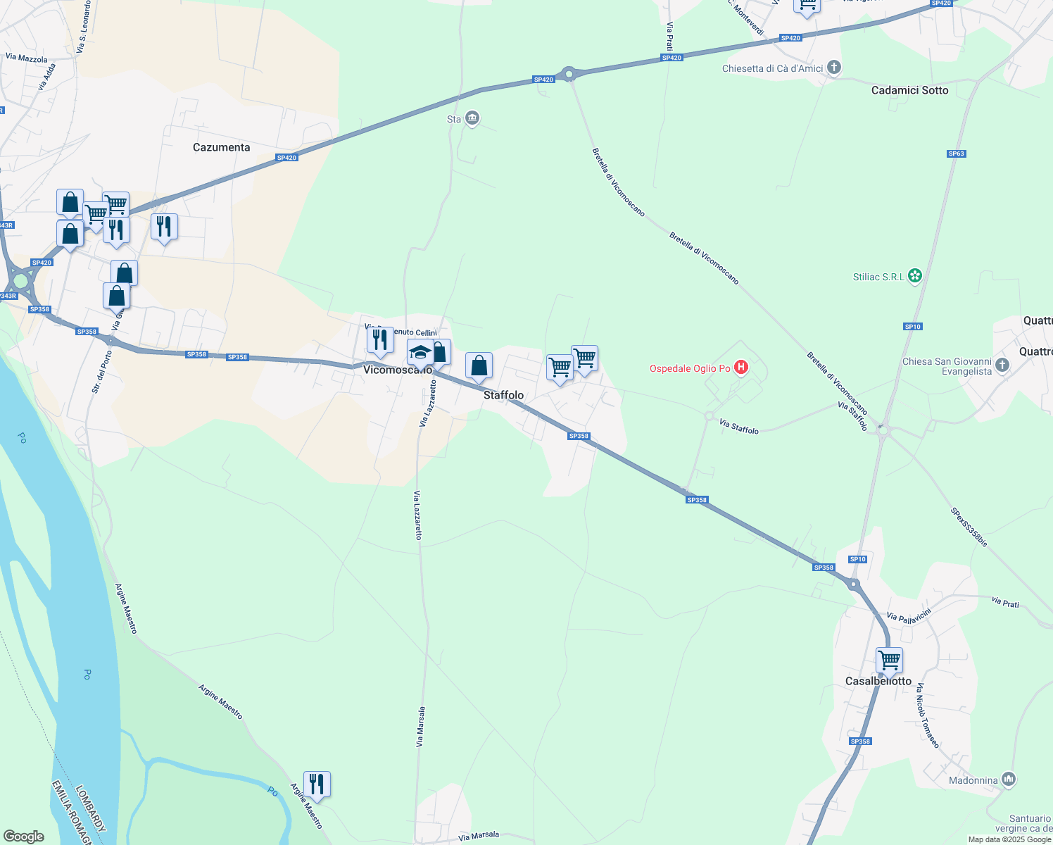 map of restaurants, bars, coffee shops, grocery stores, and more near 18 Via degli Ontani in Vicomoscano