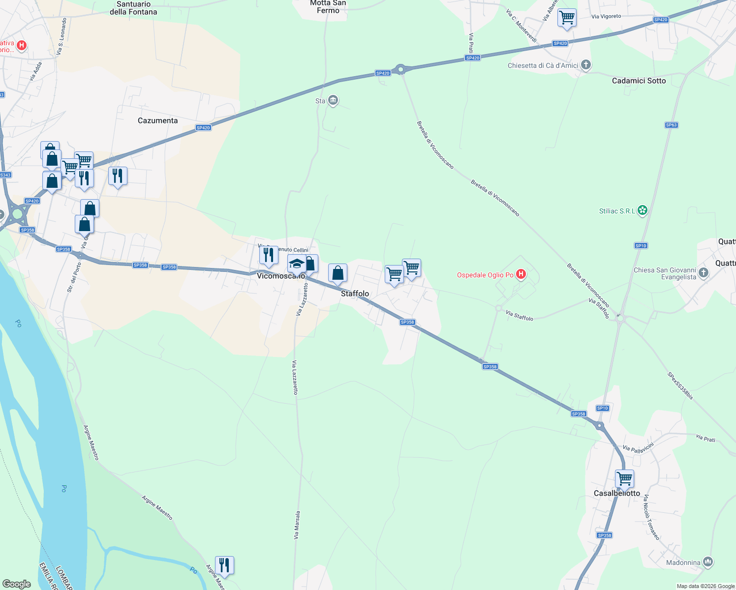 map of restaurants, bars, coffee shops, grocery stores, and more near 209 Via Alessandro Manzoni in Vicomoscano