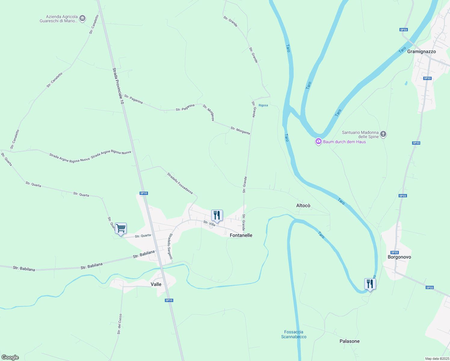 map of restaurants, bars, coffee shops, grocery stores, and more near 1 Strada Salicelli in Provincia di Parma