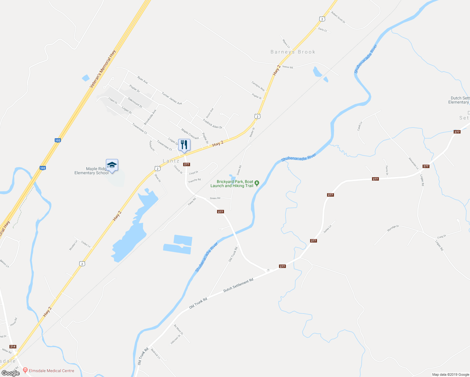 map of restaurants, bars, coffee shops, grocery stores, and more near 53 Green Road in Lantz