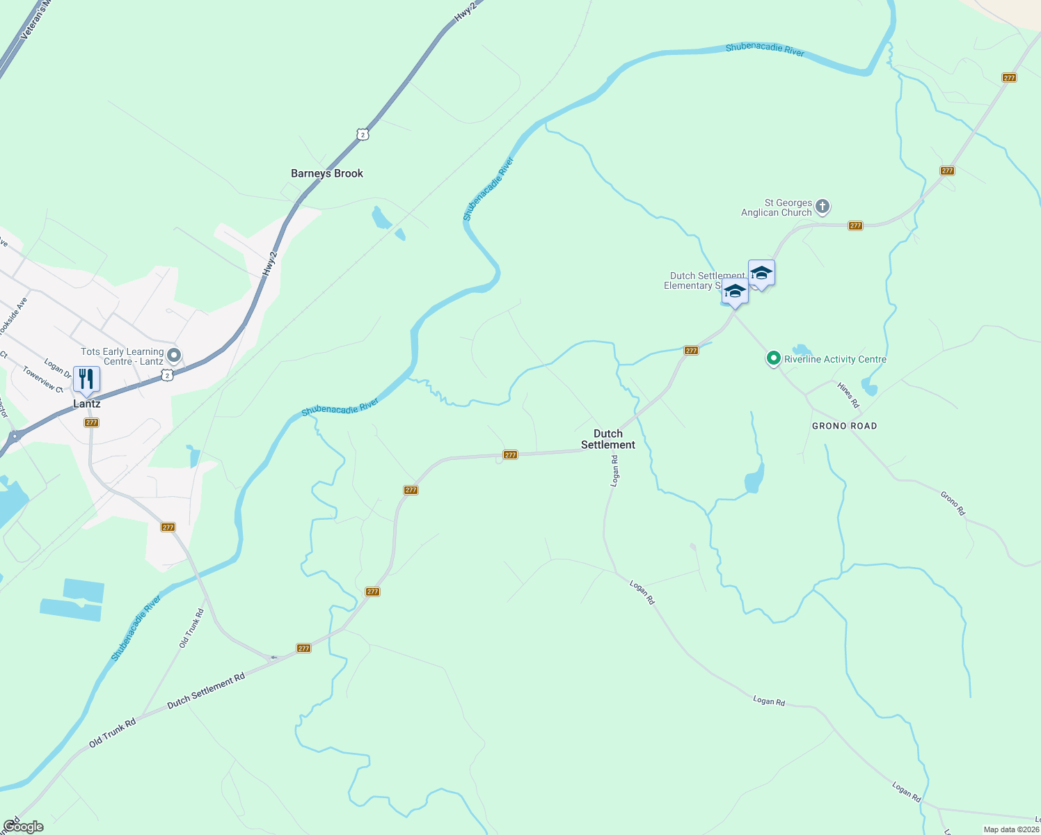 map of restaurants, bars, coffee shops, grocery stores, and more near 4 Ferris Drive in Dutch Settlement