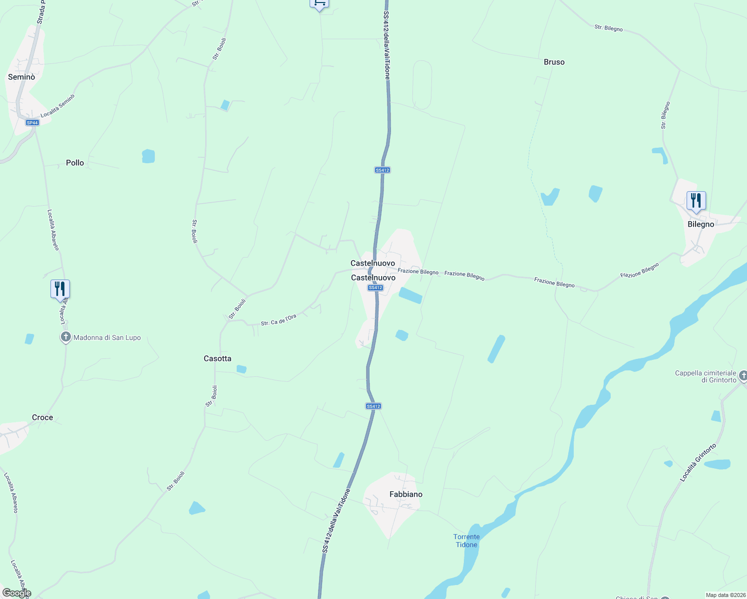 map of restaurants, bars, coffee shops, grocery stores, and more near 326 Frazione Castelnovo in Castelnuovo