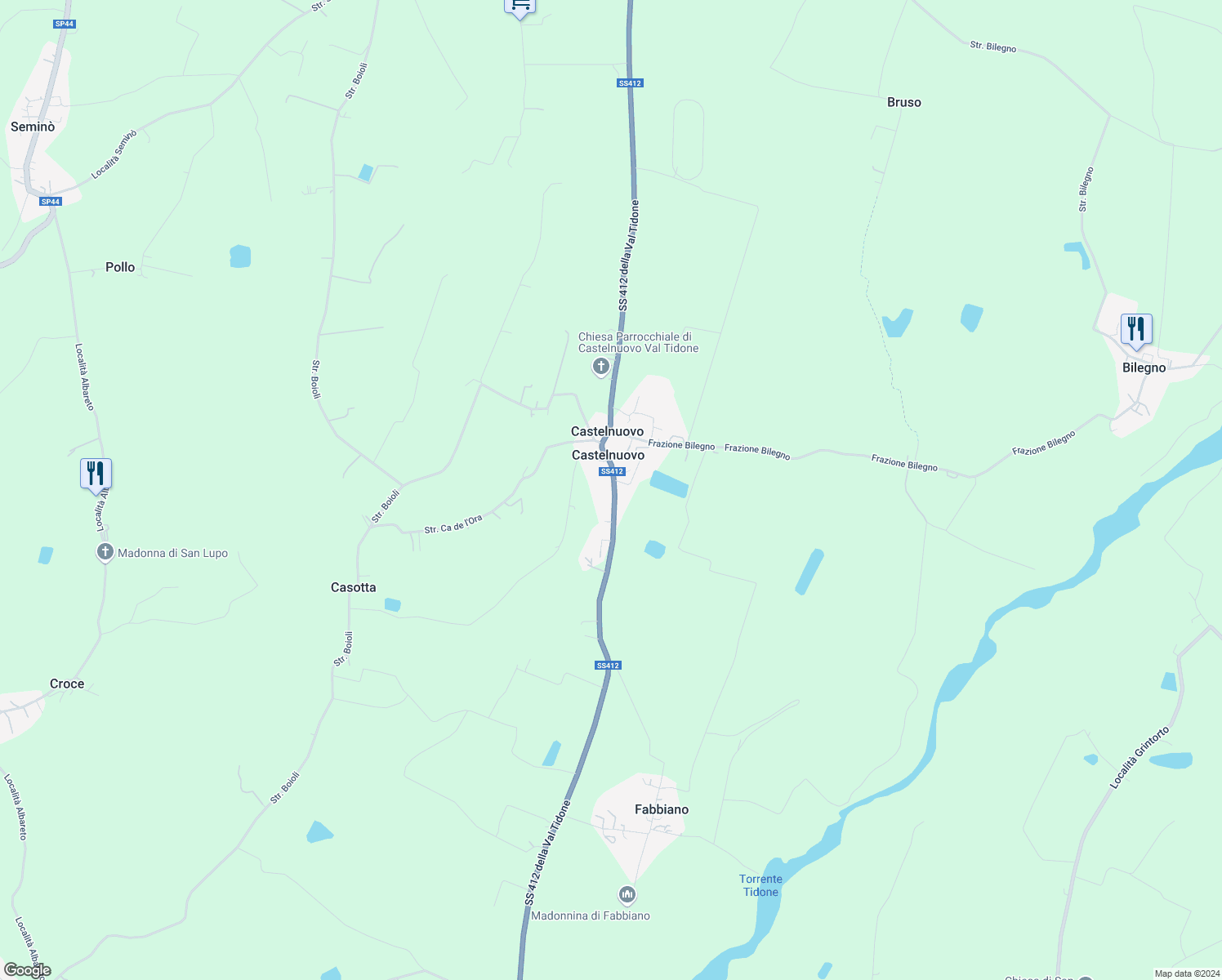 map of restaurants, bars, coffee shops, grocery stores, and more near 326 Frazione Castelnovo in Castelnuovo