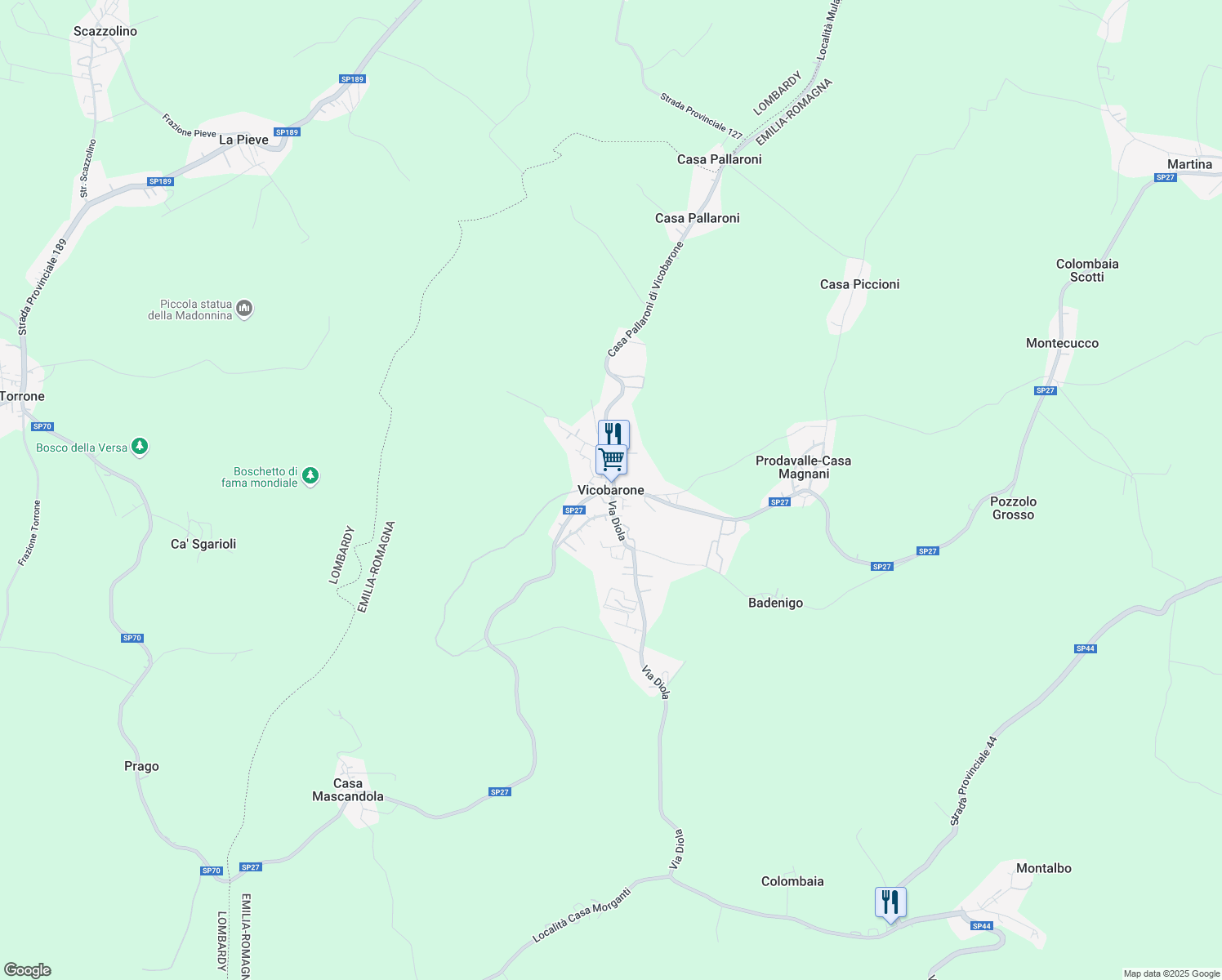 map of restaurants, bars, coffee shops, grocery stores, and more near in Vicobarone