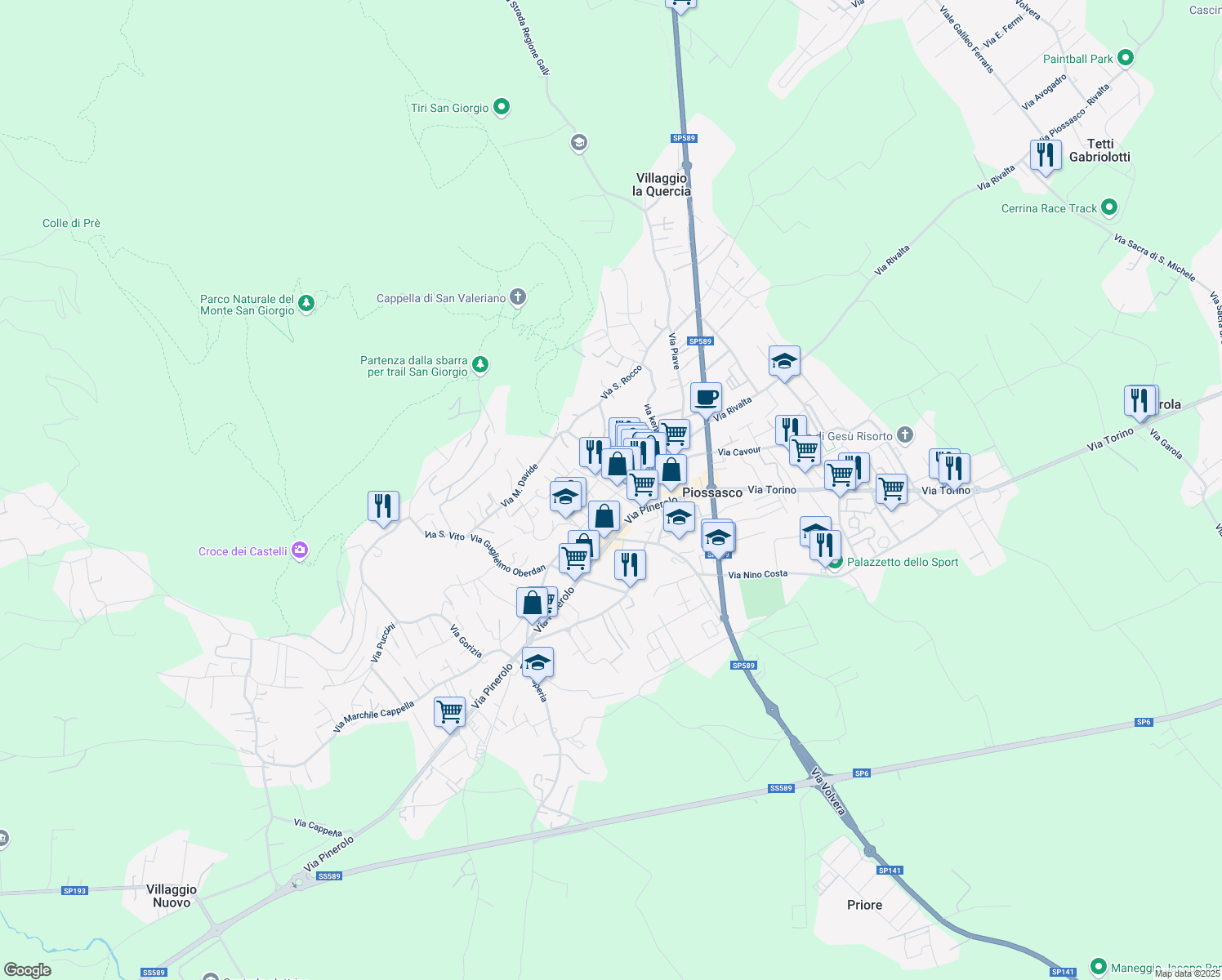 map of restaurants, bars, coffee shops, grocery stores, and more near 1 Via Gaudenzio Ferrari in Piossasco