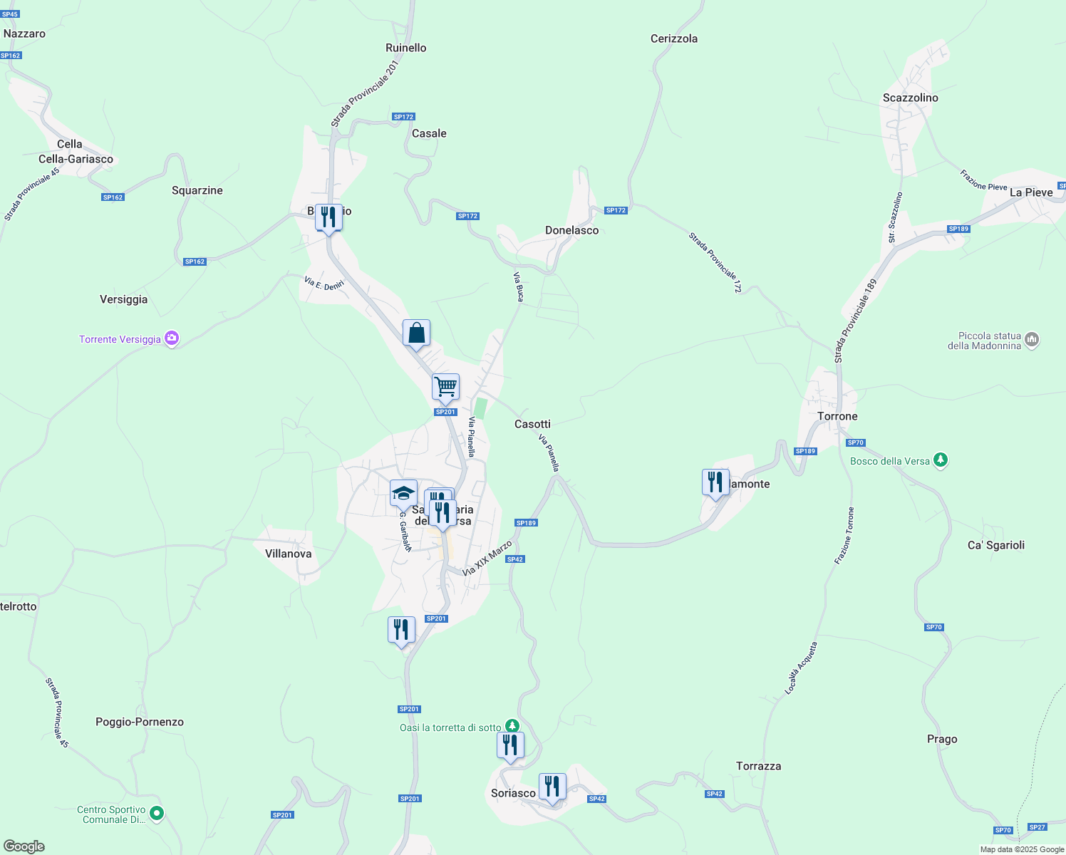 map of restaurants, bars, coffee shops, grocery stores, and more near 7 Via Pianella in Casotti