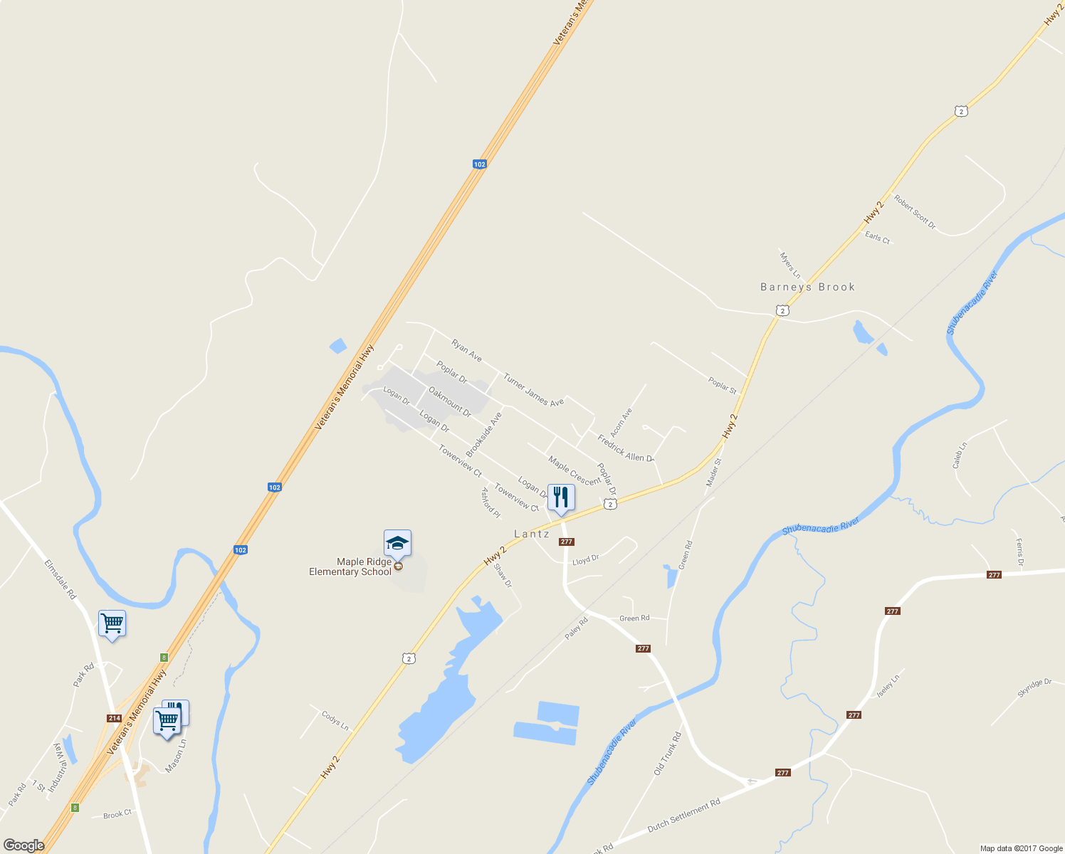 map of restaurants, bars, coffee shops, grocery stores, and more near 35 Poplar Drive in Lantz