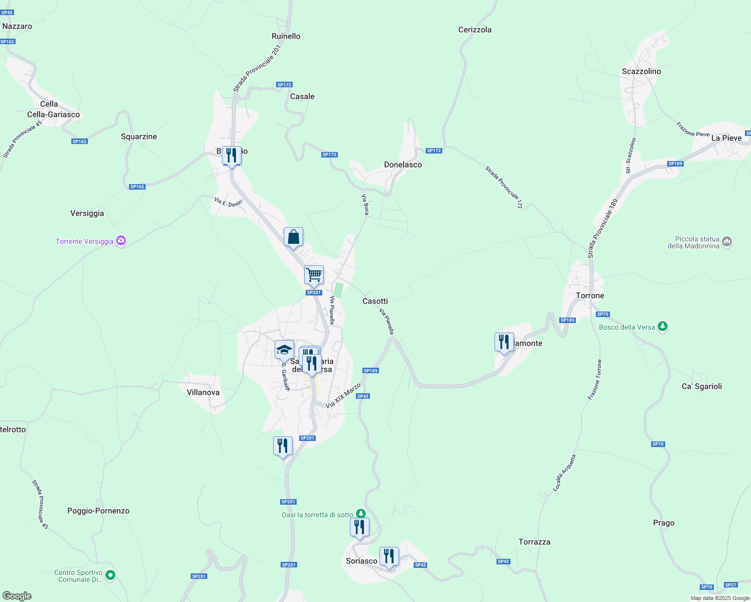 map of restaurants, bars, coffee shops, grocery stores, and more near 7 Via Pianella in Casotti