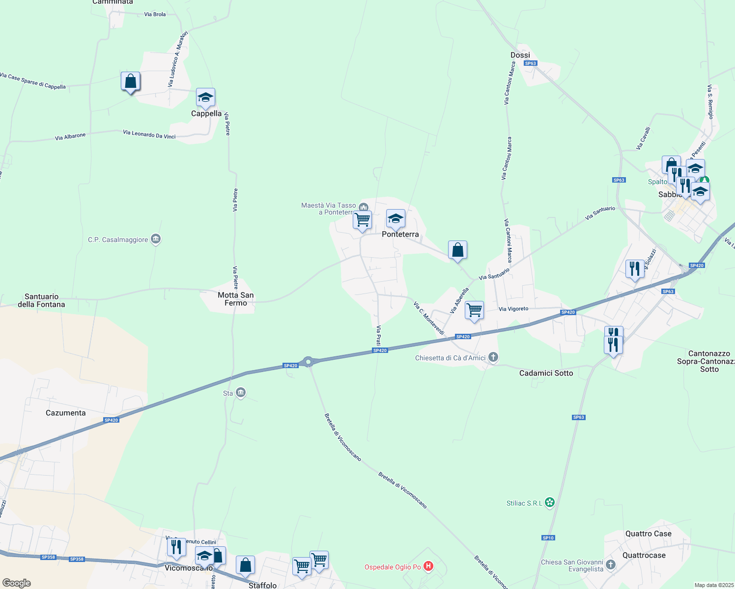map of restaurants, bars, coffee shops, grocery stores, and more near 9 Via Persico in Ponteterra