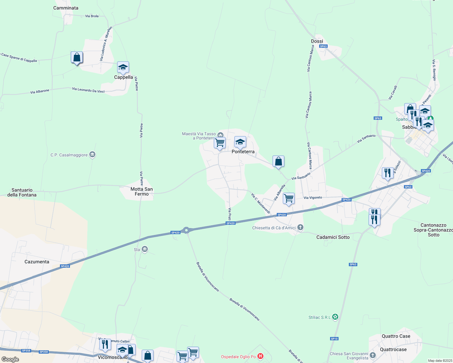 map of restaurants, bars, coffee shops, grocery stores, and more near 9 Via Persico in Ponteterra