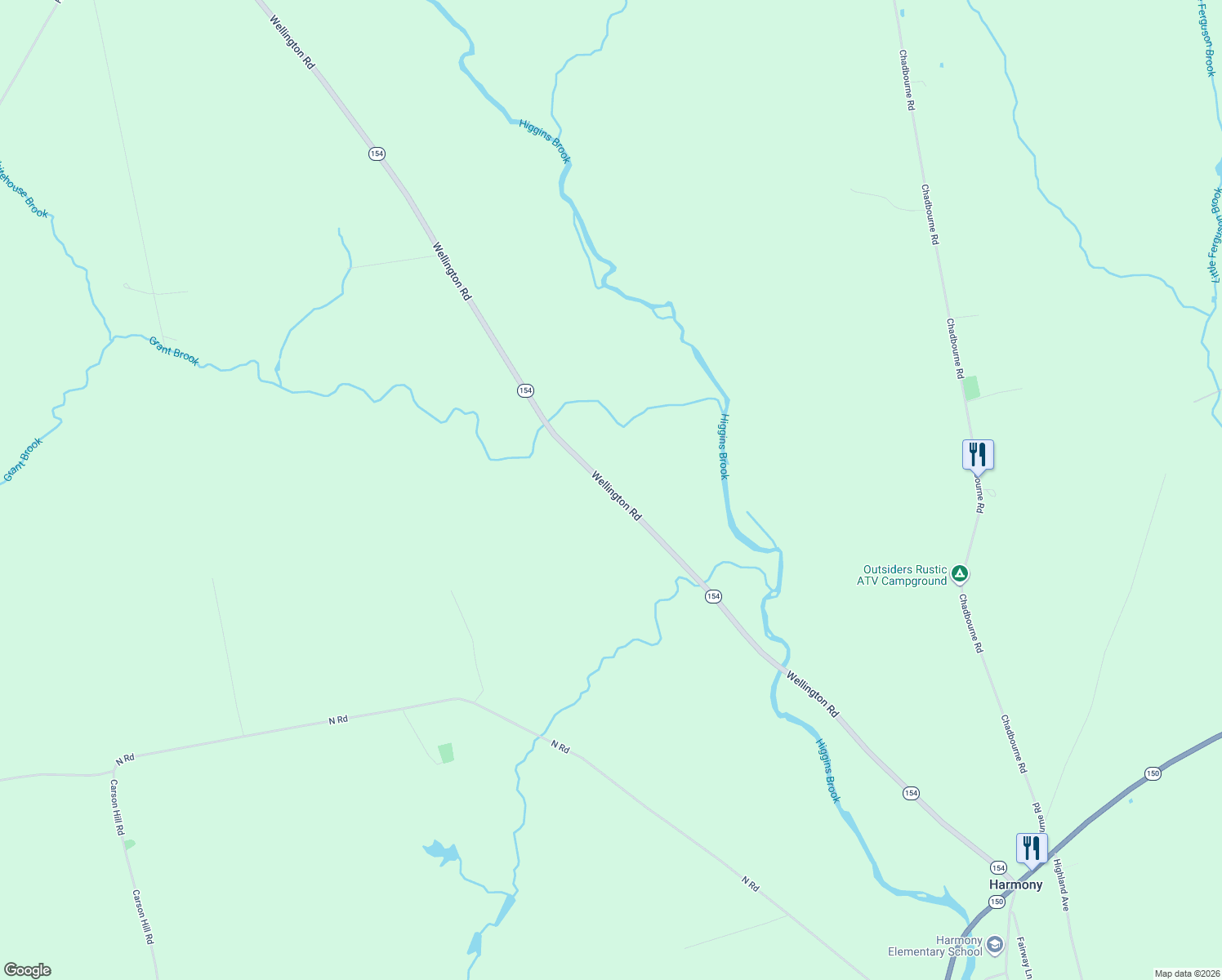 map of restaurants, bars, coffee shops, grocery stores, and more near 188 Wellington Road in Harmony