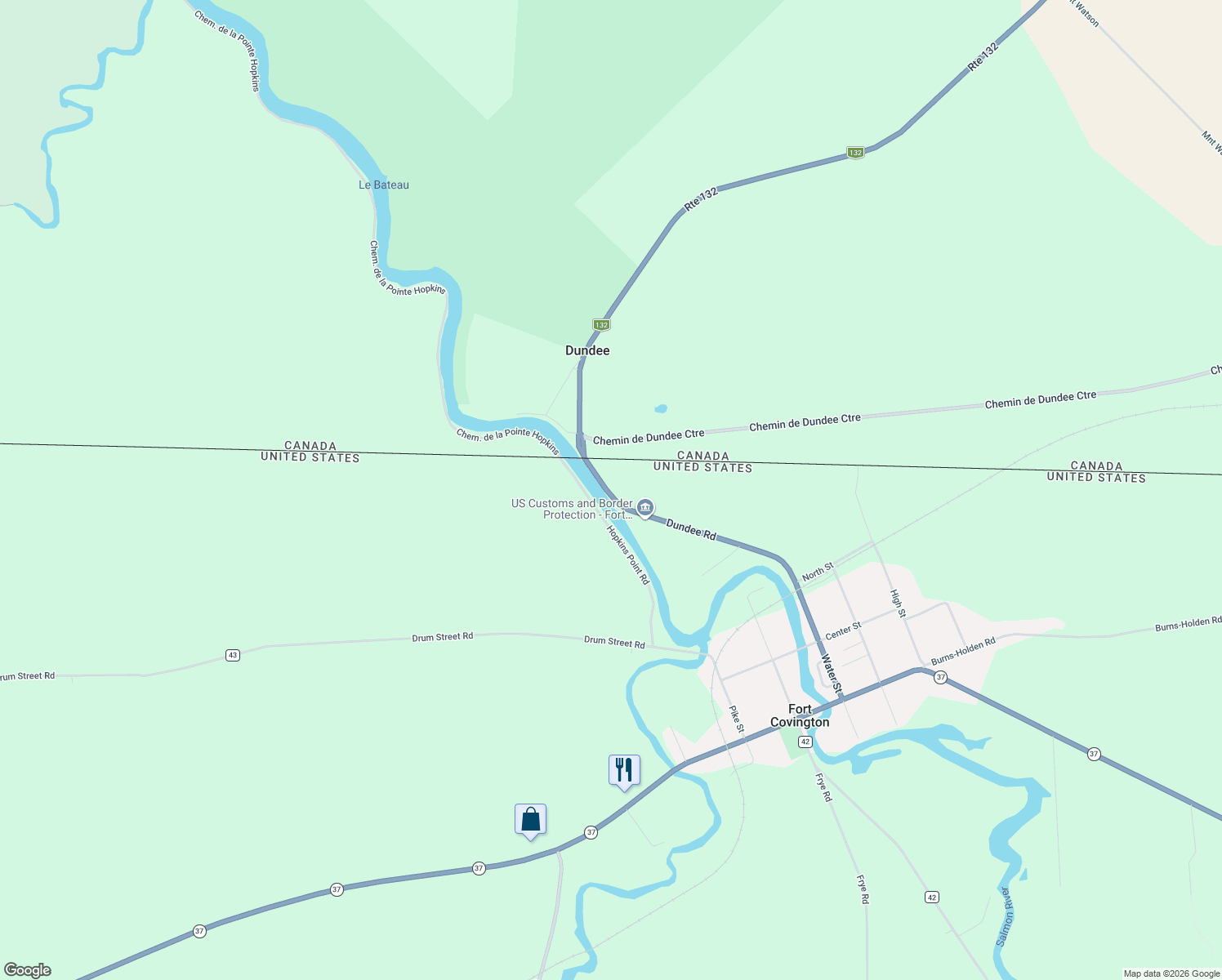 map of restaurants, bars, coffee shops, grocery stores, and more near 208 Dundee Rd in Fort Covington