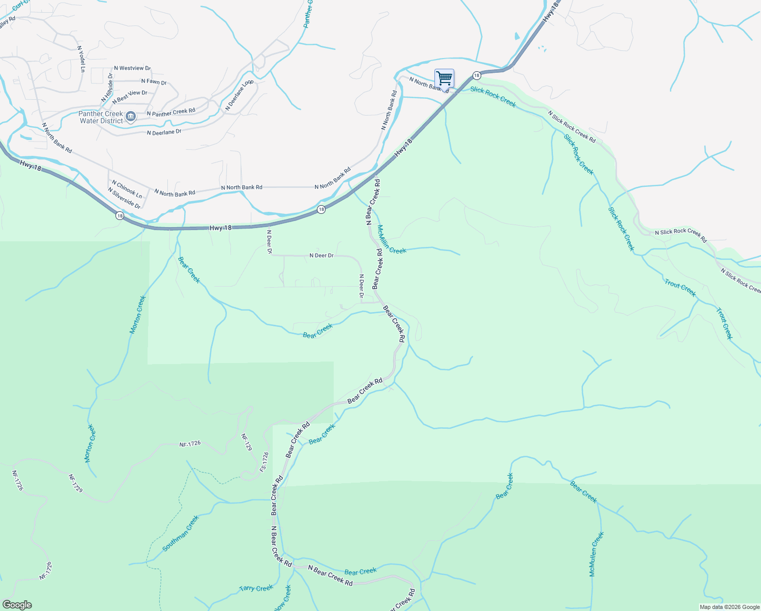 map of restaurants, bars, coffee shops, grocery stores, and more near National Forest Development Road 17 in Lincoln