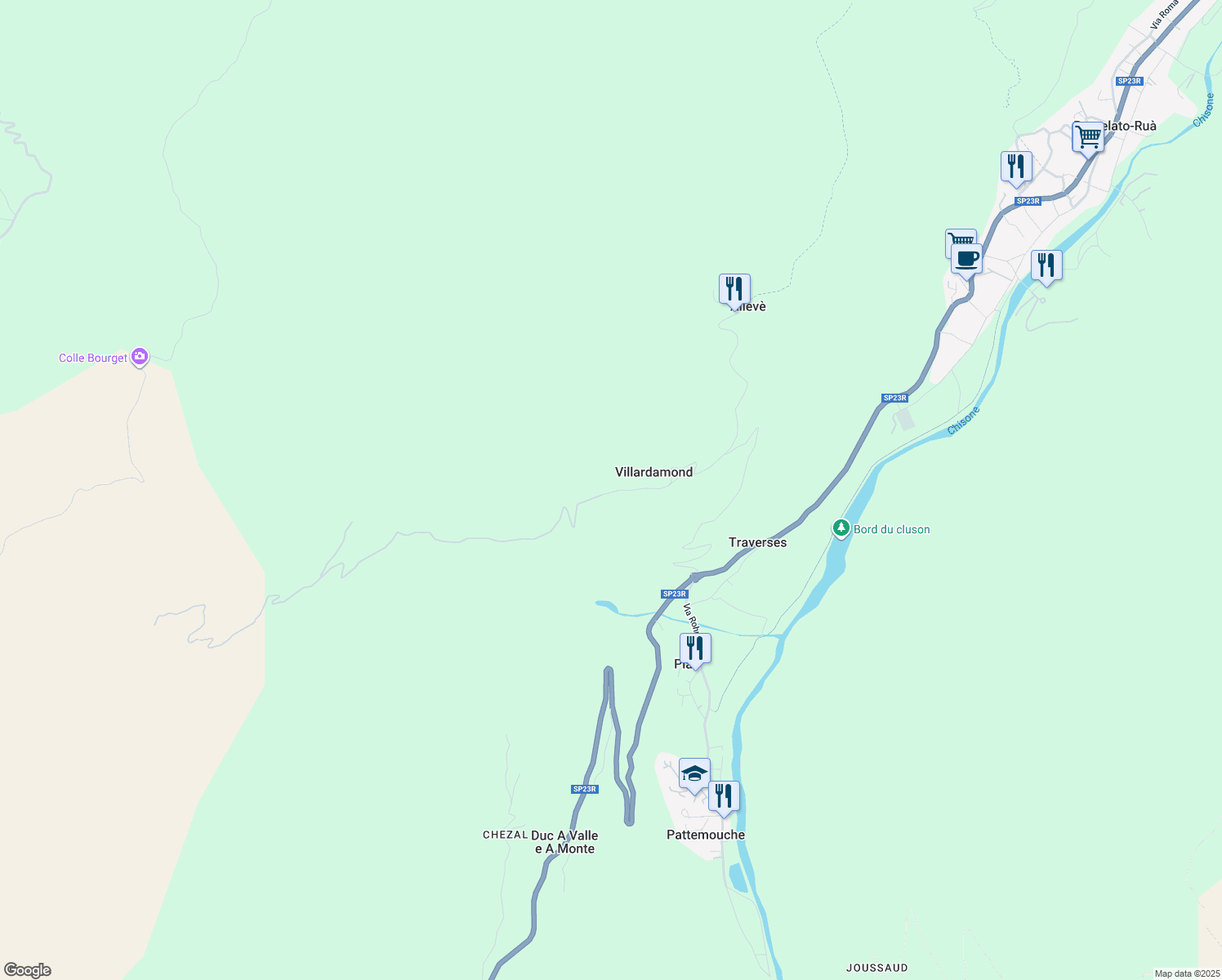 map of restaurants, bars, coffee shops, grocery stores, and more near 1 Via San Giovanni in Villardamond