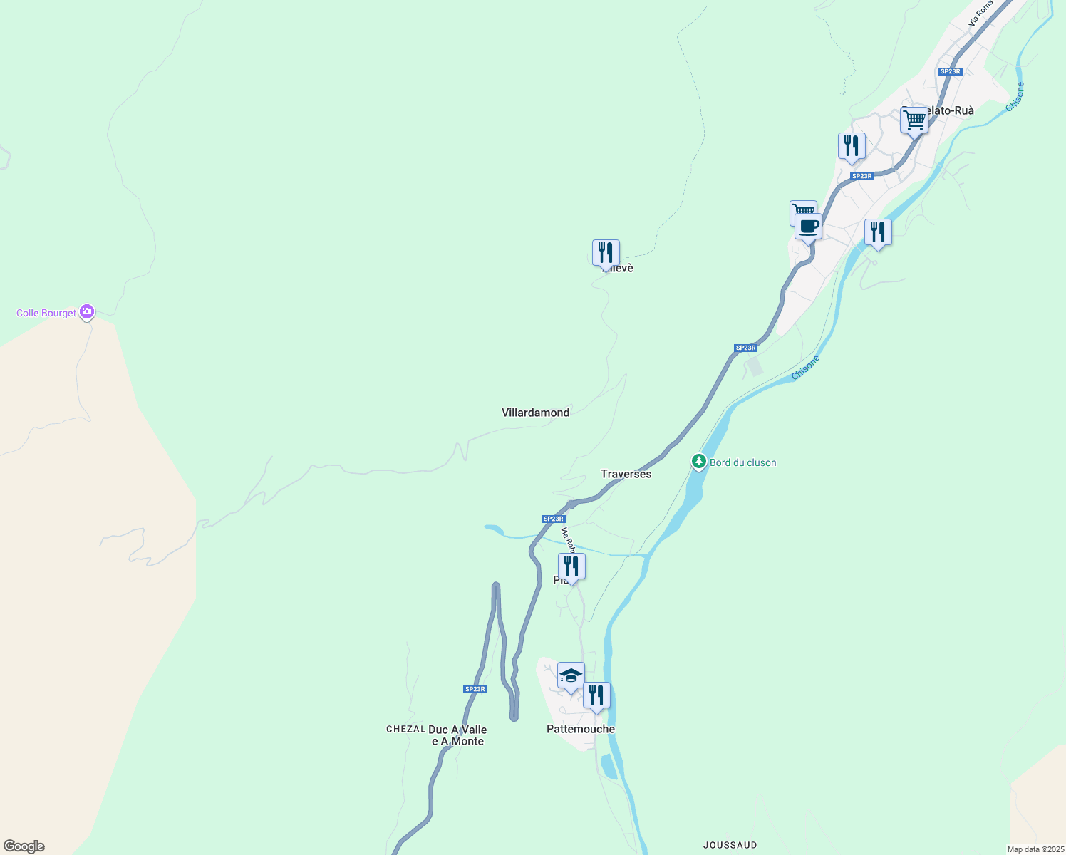 map of restaurants, bars, coffee shops, grocery stores, and more near 1 Via San Giovanni in Villardamond