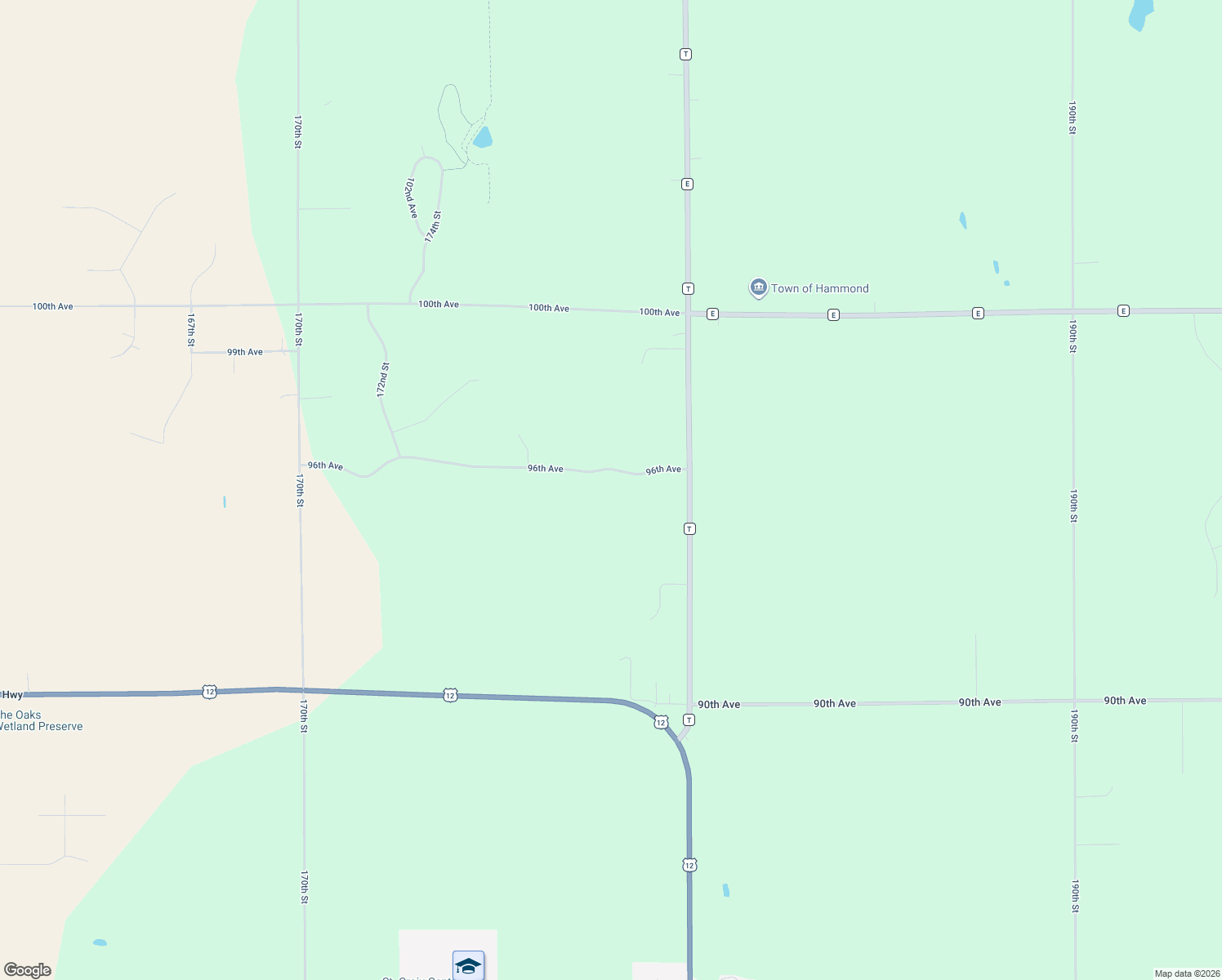 map of restaurants, bars, coffee shops, grocery stores, and more near 1771 96th Ave in Hammond